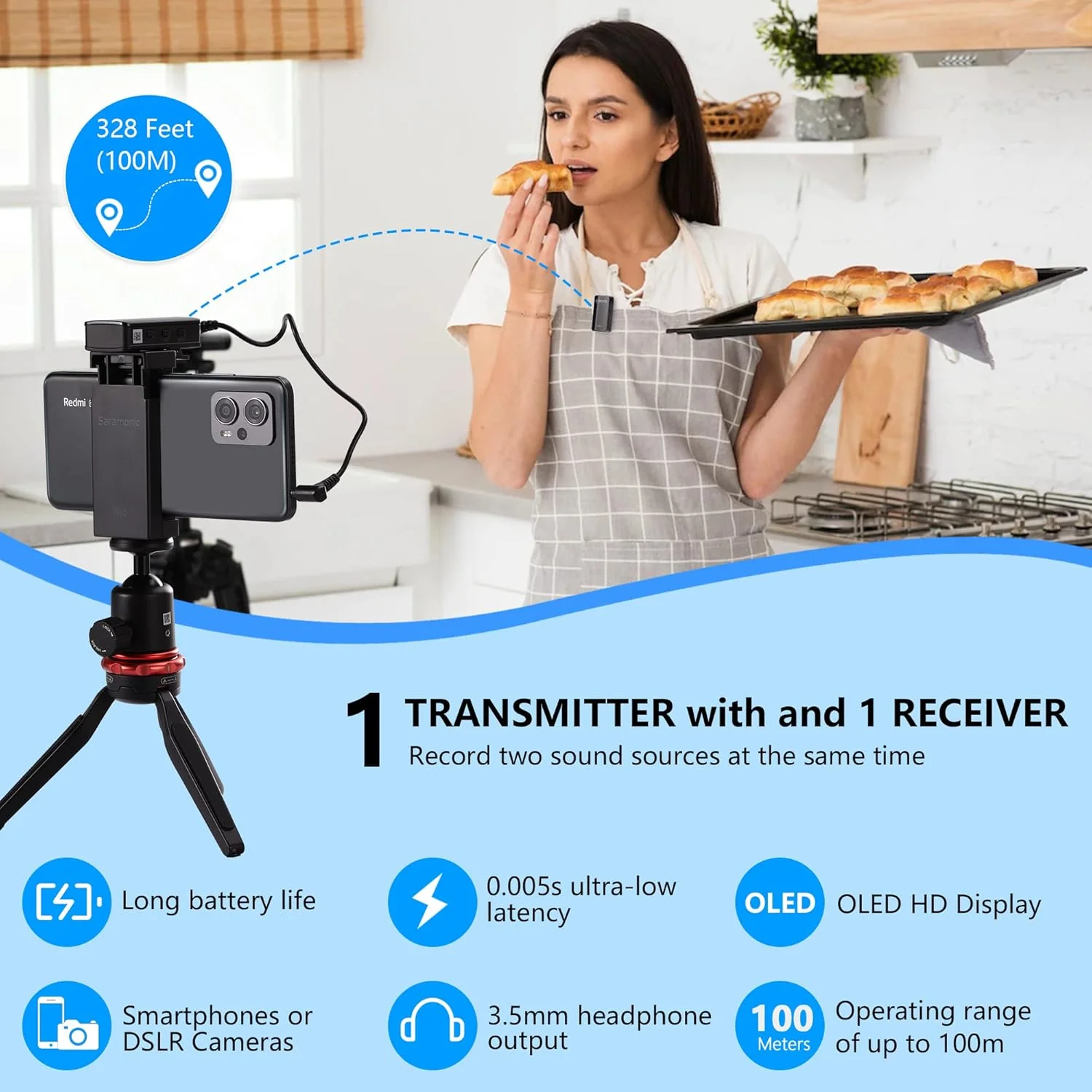 میکروفون بی سیم مینی BOYA by-XM6 S1، میکروفون یقه ای بی سیم OLED با مانیتورینگ مونو/استریو برای دوربین DSLR/فیلمبرداری/آیفون/تلفن هوشمند، مناسب برای تولید محتوای یوتیوب، وبلاگ نویسی، پخش زنده و پادکست میکروفون بی سیم مینی BOYA by-XM6 S1، میکروفون یقه ای بی سیم OLED با مانیتورینگ مونو/استریو برای دوربین DSLR/فیلمبرداری/آیفون/تلفن هوشمند، مناسب برای تولید محتوای یوتیوب، وبلاگ نویسی، پخش زنده و پادکست