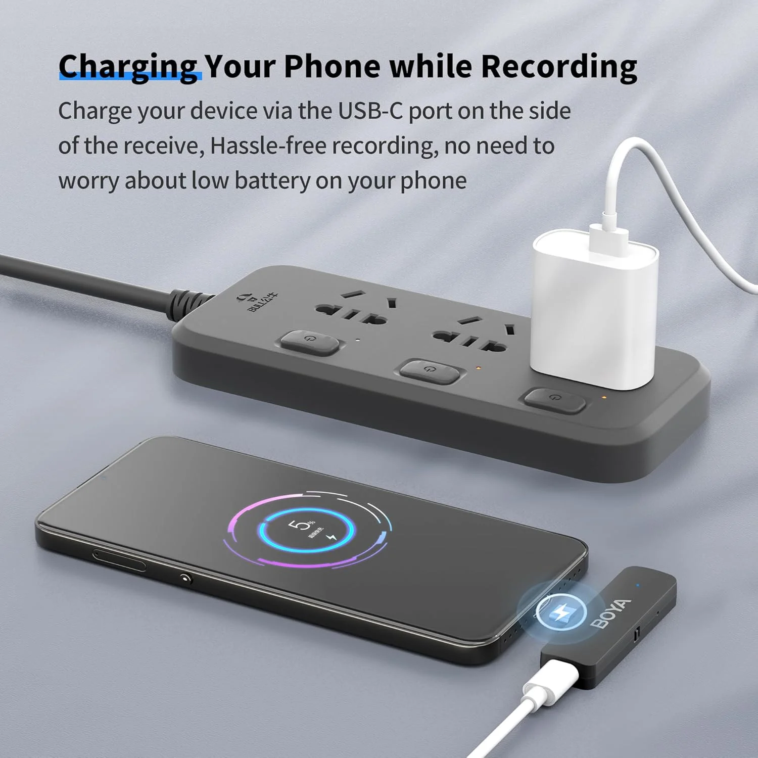 میکروفون بی سیم USB C بویا مدل BY-V4U برای اندروید، میکروفون یقه ای بی سیم کوچک، برد 200 متری با قابلیت حذف نویز، برای ضبط ویدیو، پادکست و مصاحبه