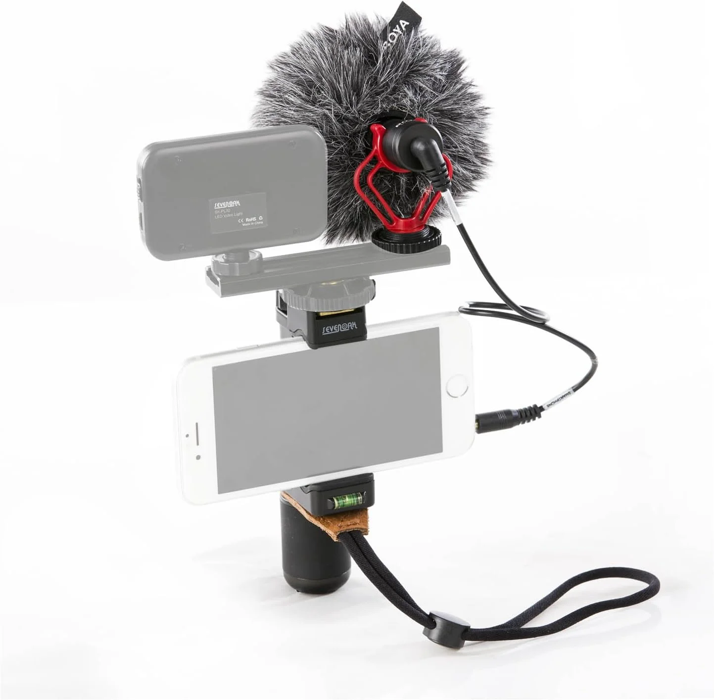 میکروفون شاتگان کاردیوئید BOYA مدل by-MM1 به همراه پایه سلفی SmartGrip مدل SK-PSC1 برای آیفون X 8 7 7 Plus سامسونگ اندروید، دوربین DSLR، کامپیوتر، سه پایه، ولاگ، فیسبوک، لایو استریم، یوتیوب