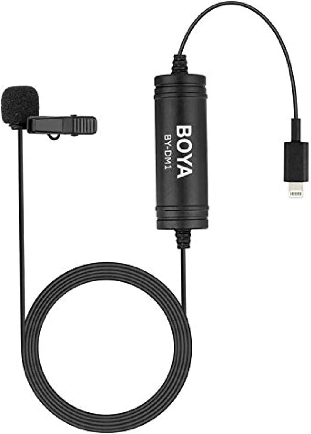 میکروفون یقه‌ای BOYA BY-DM1 با رابط IOS مناسب برای آیفون X 8 7 Plus SE 6 6s آیپد پرو مینی آیپاد تاچ برای فیلم‌برداری یوتیوب، ولاگ، پادکست و فیلم کوتاه