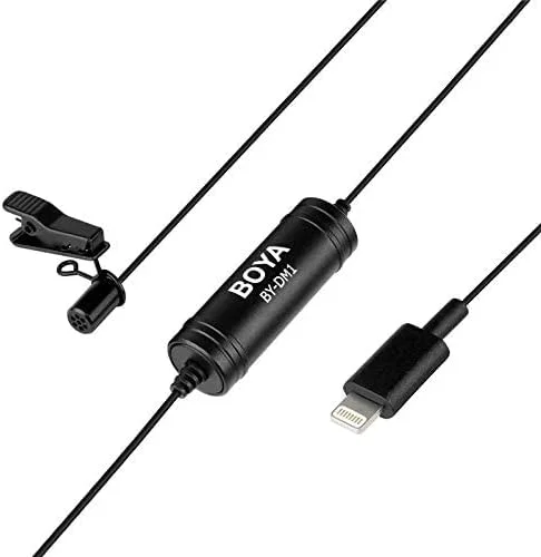 میکروفون یقه‌ای BOYA BY-DM1 با رابط IOS مناسب برای آیفون X 8 7 Plus SE 6 6s آیپد پرو مینی آیپاد تاچ برای فیلم‌برداری یوتیوب، ولاگ، پادکست و فیلم کوتاه