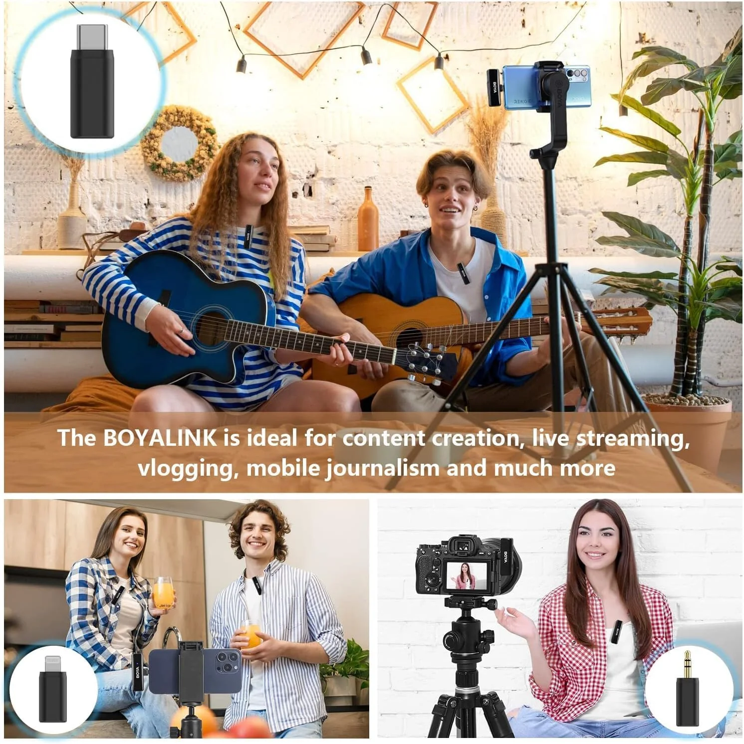 میکروفون یقه ای بی سیم 3 در 1 BOYA BOYALINK برای آیفون، اندروید، میکروفون یقه ای دو کاناله با قابلیت حذف نویز برای مصاحبه، پادکست ویدیویی، ولاگینگ و یوتیوب میکروفون یقه ای بی سیم 3 در 1 BOYA BOYALINK برای آیفون، اندروید، میکروفون یقه ای دو کاناله با قابلیت حذف نویز برای مصاحبه، پادکست ویدیویی، ولاگینگ و یوتیوب