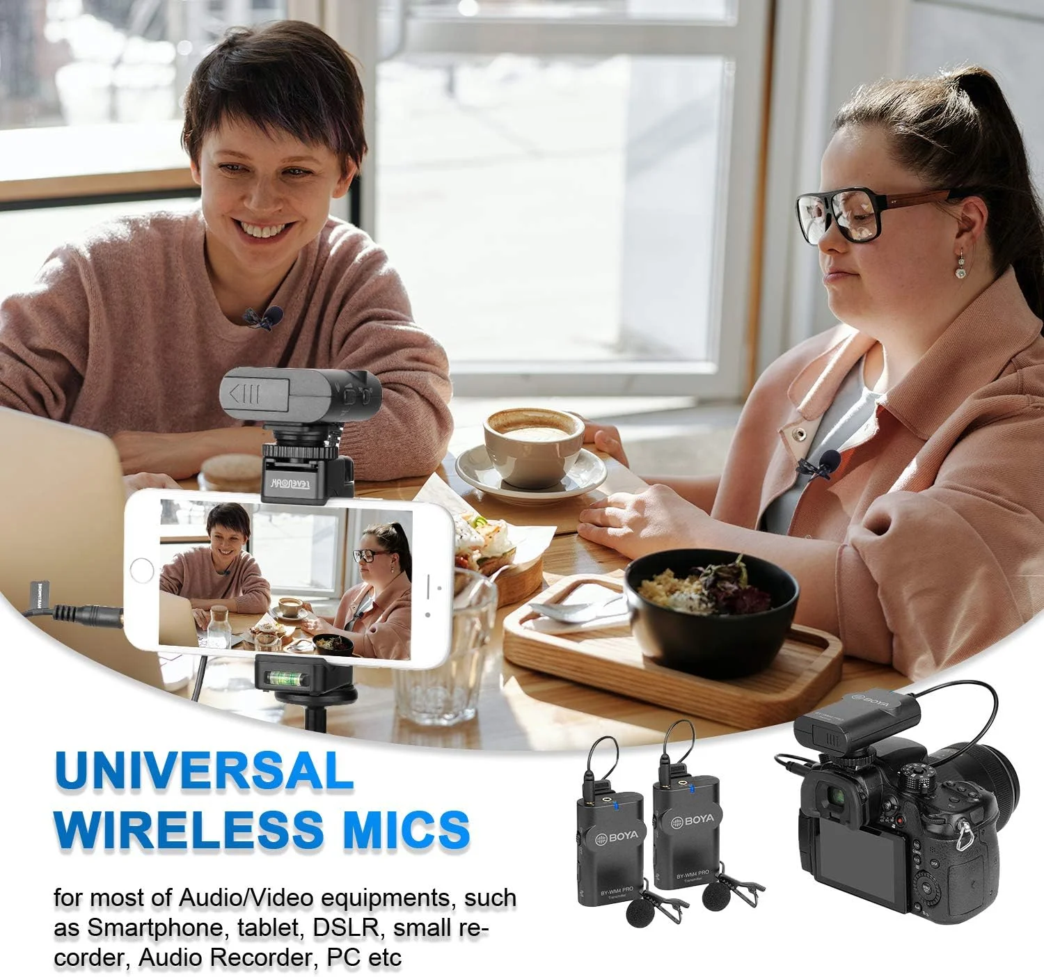 سیستم میکروفون یقه ای بی سیم دوگانه Boya Wm4 Pro K2 2.4Ghz سازگار با دوربین های DSLR، دوربین های فیلمبرداری، آیفون، تلفن های هوشمند اندرویدی و تبلت ها، برد صوتی 200 فوتی، Mrm4Pk2-1 سیستم میکروفون یقه ای بی سیم دوگانه Boya Wm4 Pro K2 2.4Ghz سازگار با دوربین های DSLR، دوربین های فیلمبرداری، آیفون، تلفن های هوشمند اندرویدی و تبلت ها، برد صوتی 200 فوتی، Mrm4Pk2-1