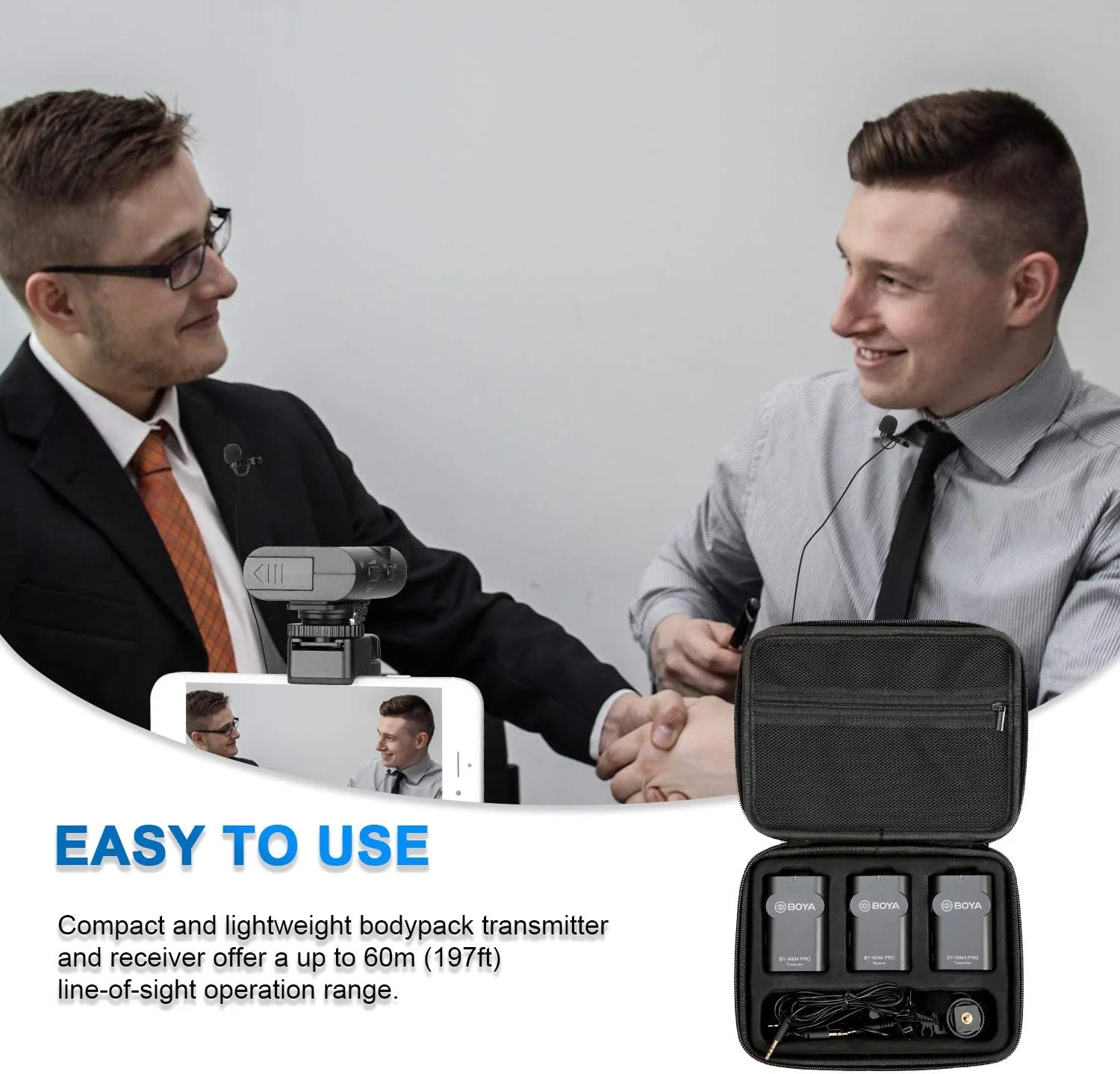 سیستم میکروفون یقه ای بی سیم دوگانه Boya Wm4 Pro K2 2.4Ghz سازگار با دوربین های DSLR، دوربین های فیلمبرداری، آیفون، تلفن های هوشمند اندرویدی و تبلت ها، برد صوتی 200 فوتی، Mrm4Pk2-1 سیستم میکروفون یقه ای بی سیم دوگانه Boya Wm4 Pro K2 2.4Ghz سازگار با دوربین های DSLR، دوربین های فیلمبرداری، آیفون، تلفن های هوشمند اندرویدی و تبلت ها، برد صوتی 200 فوتی، Mrm4Pk2-1