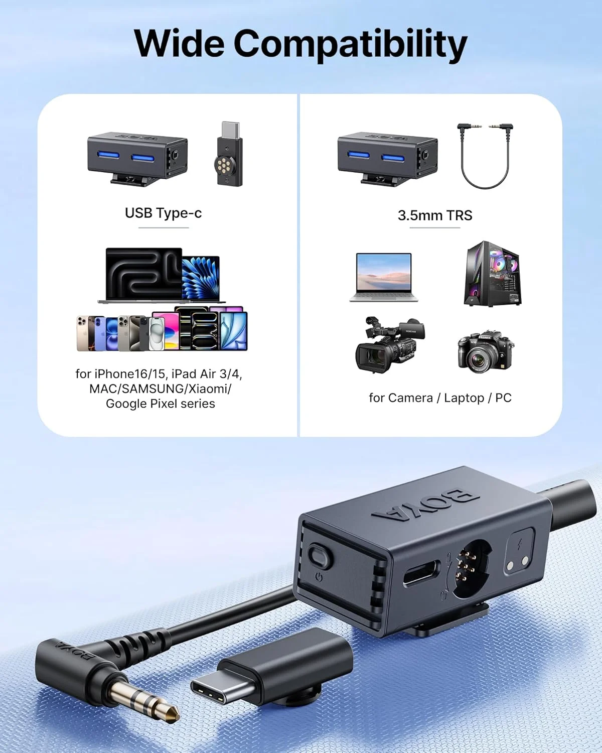 میکروفون یقه ای بی سیم BOYA BOYALINK3 برای آیفون 16/15 و اندروید و دوربین DSLR، حذف نویز هوش مصنوعی، صدای HIFI، تنظیم هوشمند EQ، عمر باتری 30 ساعته و جعبه شارژ برای Vlogging Youtube Podcast TikTok میکروفون یقه ای بی سیم BOYA BOYALINK3 برای آیفون 16/15 و اندروید و دوربین DSLR، حذف نویز هوش مصنوعی، صدای HIFI، تنظیم هوشمند EQ، عمر باتری 30 ساعته و جعبه شارژ برای Vlogging Youtube Podcast TikTok