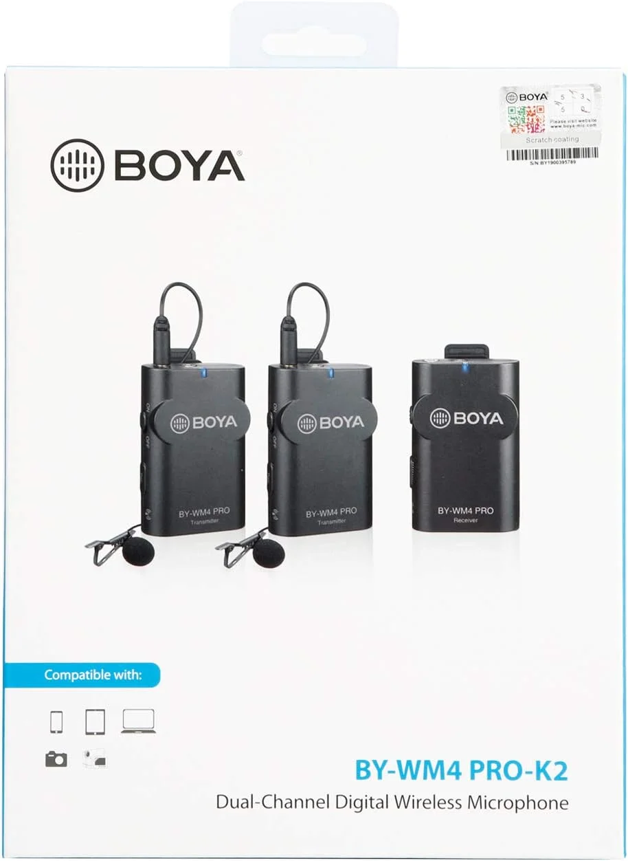 سیستم میکروفون یقه ای بی سیم دوگانه Boya Wm4 Pro K2 2.4Ghz سازگار با دوربین های DSLR، دوربین های فیلمبرداری، آیفون، تلفن های هوشمند اندرویدی و تبلت ها، برد صوتی 200 فوتی، Mrm4Pk2-1 سیستم میکروفون یقه ای بی سیم دوگانه Boya Wm4 Pro K2 2.4Ghz سازگار با دوربین های DSLR، دوربین های فیلمبرداری، آیفون، تلفن های هوشمند اندرویدی و تبلت ها، برد صوتی 200 فوتی، Mrm4Pk2-1