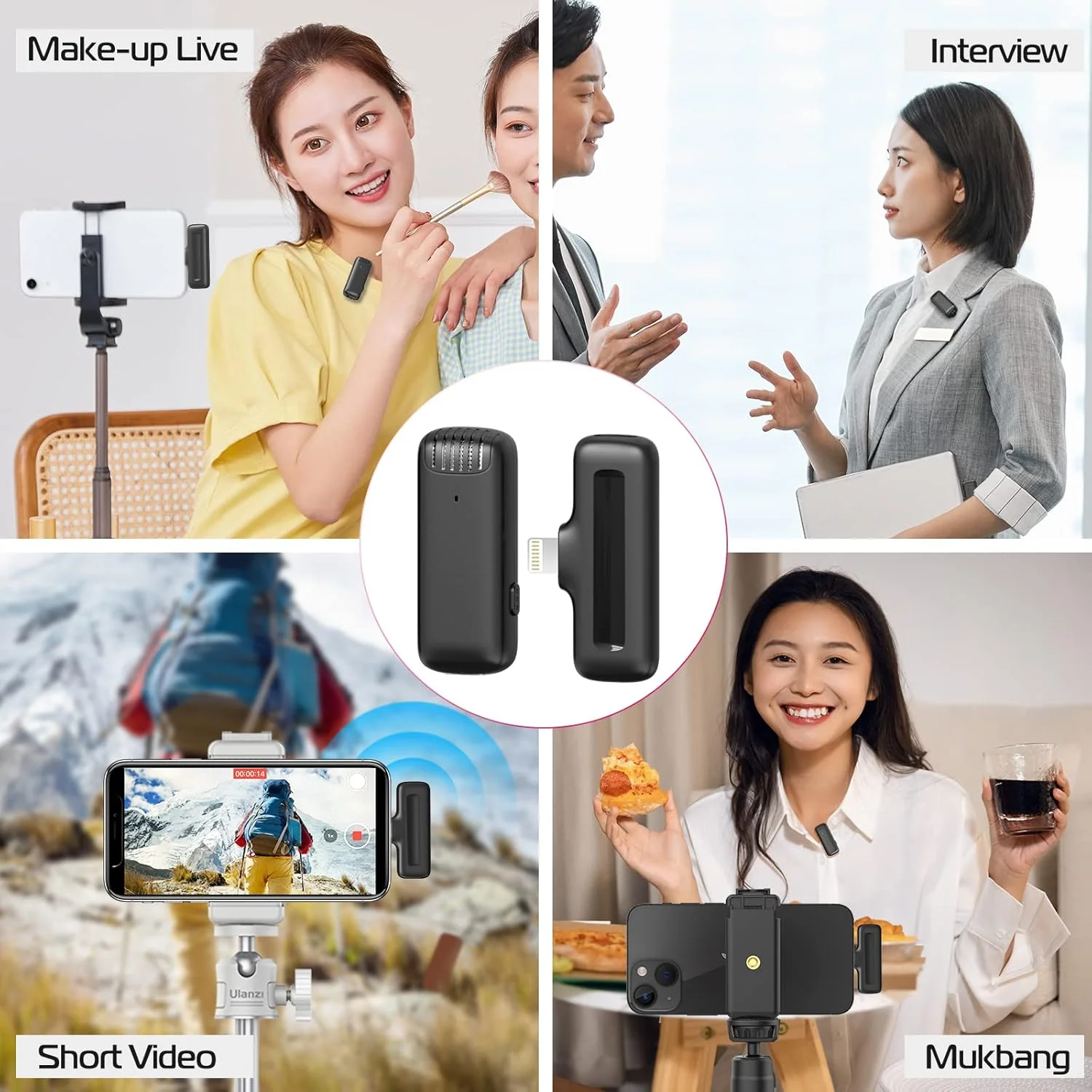 میکروفون یقه ای بی سیم ULANZI J11 برای آیفون و آیپد، میکروفون پلاگ اند پلی 1 در 1 با جعبه شارژ برای ضبط ویدیو، مصاحبه، یوتیوبرها، ولاگرها، برد انتقال 65 فوتی میکروفون یقه ای بی سیم ULANZI J11 برای آیفون و آیپد، میکروفون پلاگ اند پلی 1 در 1 با جعبه شارژ برای ضبط ویدیو، مصاحبه، یوتیوبرها، ولاگرها، برد انتقال 65 فوتی