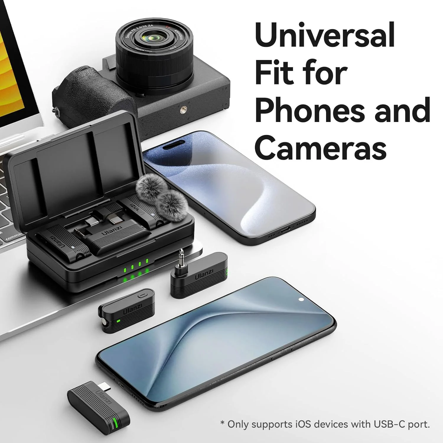 میکروفون یقه ای بی سیم ULANZI A100 برای دوربین و گوشی با پورت USB C/3.5mm، نرخ 32 کیلوهرتز 16 بیتی، حذف نویز، باتری 13.5 ساعته، میکروفون گیره ای برای پادکست و ویدیو ولاگ یوتیوب میکروفون یقه ای بی سیم ULANZI A100 برای دوربین و گوشی با پورت USB C/3.5mm، نرخ 32 کیلوهرتز 16 بیتی، حذف نویز، باتری 13.5 ساعته، میکروفون گیره ای برای پادکست و ویدیو ولاگ یوتیوب