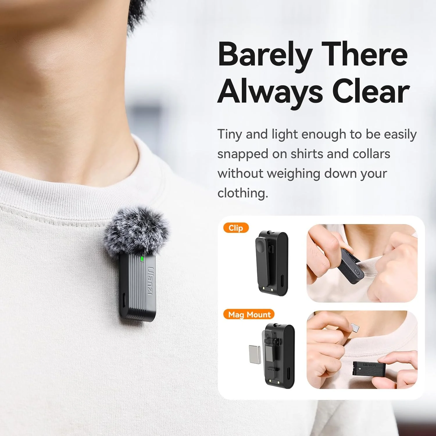 میکروفون یقه ای بی سیم ULANZI A100 برای دوربین و گوشی با پورت USB C/3.5mm، نرخ 32 کیلوهرتز 16 بیتی، حذف نویز، باتری 13.5 ساعته، میکروفون گیره ای برای پادکست و ویدیو ولاگ یوتیوب میکروفون یقه ای بی سیم ULANZI A100 برای دوربین و گوشی با پورت USB C/3.5mm، نرخ 32 کیلوهرتز 16 بیتی، حذف نویز، باتری 13.5 ساعته، میکروفون گیره ای برای پادکست و ویدیو ولاگ یوتیوب