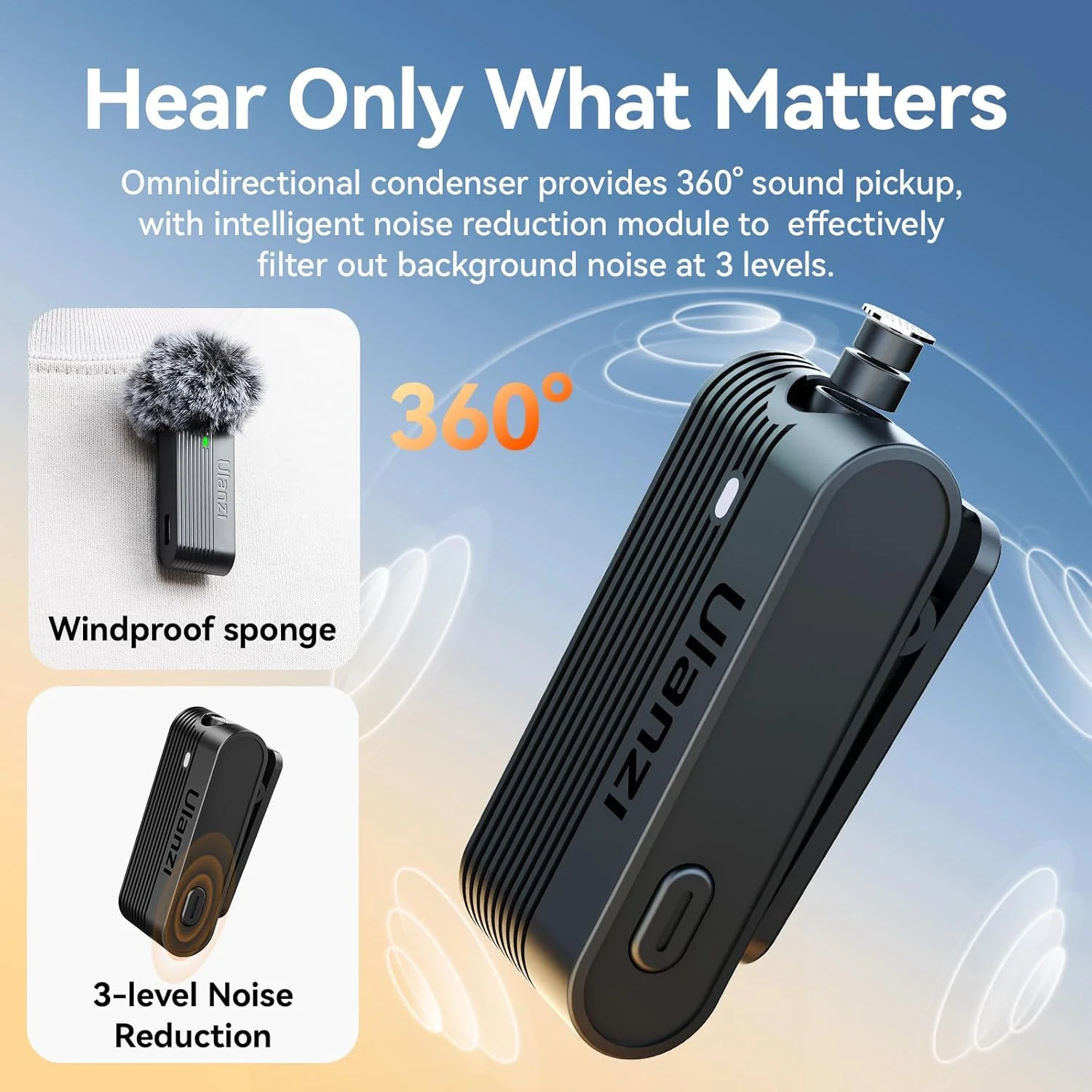 میکروفون یقه ای بی سیم ULANZI A100 برای دوربین و گوشی با پورت USB C/3.5mm، نرخ 32 کیلوهرتز 16 بیتی، حذف نویز، باتری 13.5 ساعته، میکروفون گیره ای برای پادکست و ویدیو ولاگ یوتیوب میکروفون یقه ای بی سیم ULANZI A100 برای دوربین و گوشی با پورت USB C/3.5mm، نرخ 32 کیلوهرتز 16 بیتی، حذف نویز، باتری 13.5 ساعته، میکروفون گیره ای برای پادکست و ویدیو ولاگ یوتیوب
