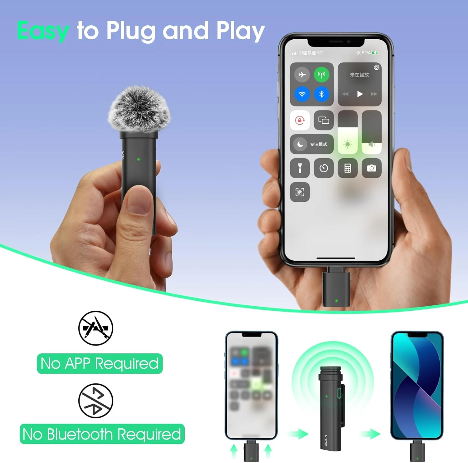 میکروفون یقه ای بی سیم ULANZI برای گوشی های هوشمند، میکروفون Plug-Play با کابل شارژ (پورت Type-C) برای ضبط ویدیو، مصاحبه، یوتیوبرها، ولاگرها، برد انتقال 32.8 فوت میکروفون یقه ای بی سیم ULANZI برای گوشی های هوشمند، میکروفون Plug-Play با کابل شارژ (پورت Type-C) برای ضبط ویدیو، مصاحبه، یوتیوبرها، ولاگرها، برد انتقال 32.8 فوت