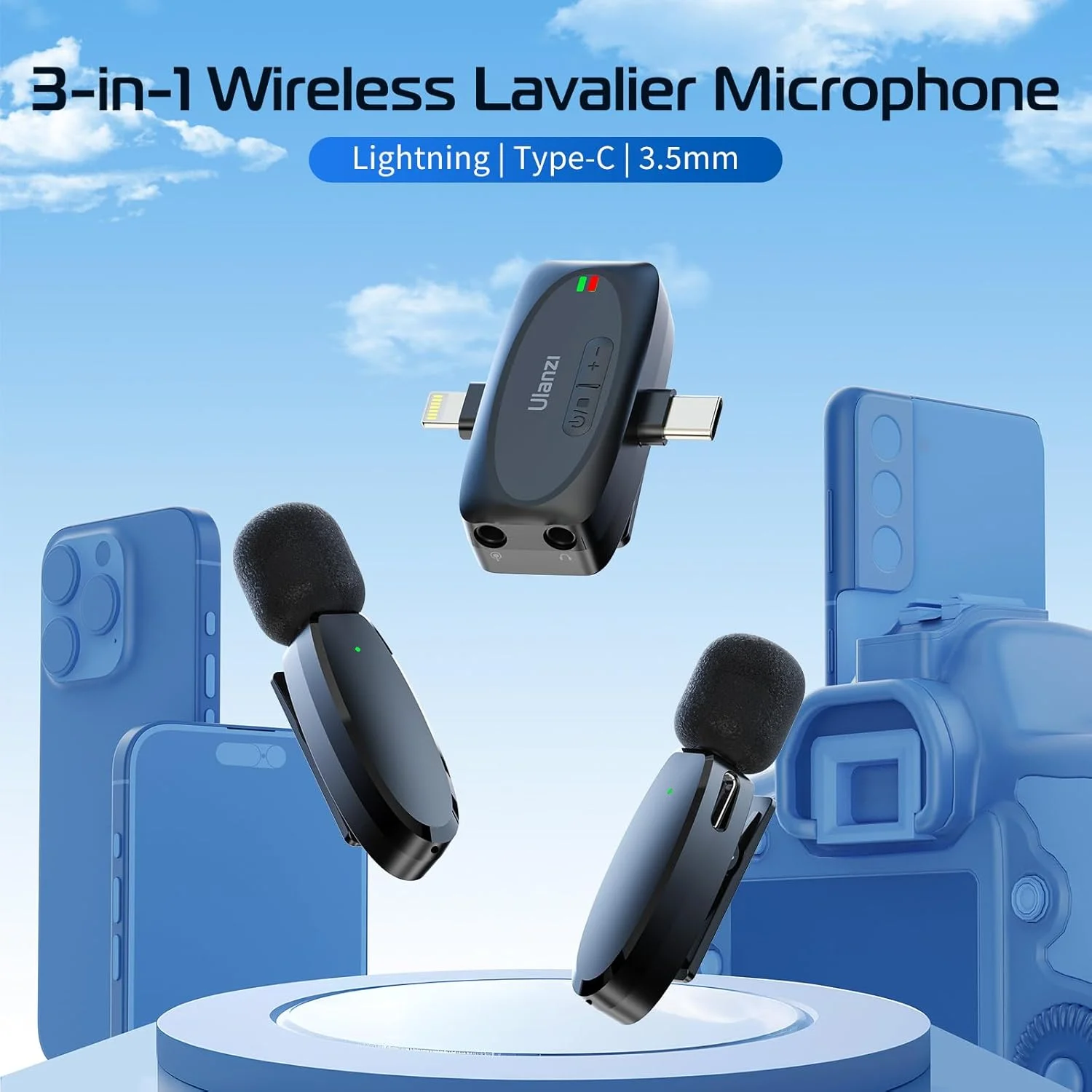 میکروفون یقه ای بی سیم ULANZI V6 برای آیفون، آیپد، دوربین اندروید، میکروفون 3 در 1 پلاگ اند پلی برای ضبط ویدیو با تلفن، مصاحبه، یوتیوبرها، ولاگرها، برد انتقال 164 فوت میکروفون یقه ای بی سیم ULANZI V6 برای آیفون، آیپد، دوربین اندروید، میکروفون 3 در 1 پلاگ اند پلی برای ضبط ویدیو با تلفن، مصاحبه، یوتیوبرها، ولاگرها، برد انتقال 164 فوت
