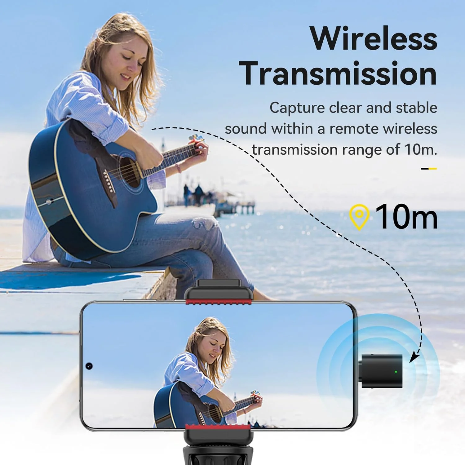 میکروفون یقه ای بی سیم ULANZI برای گوشی های هوشمند، میکروفون Plug-Play با کابل شارژ (درگاه Lightning) برای ضبط ویدیو، مصاحبه، یوتیوبرها، ولاگرها، برد انتقال 32.8 فوت