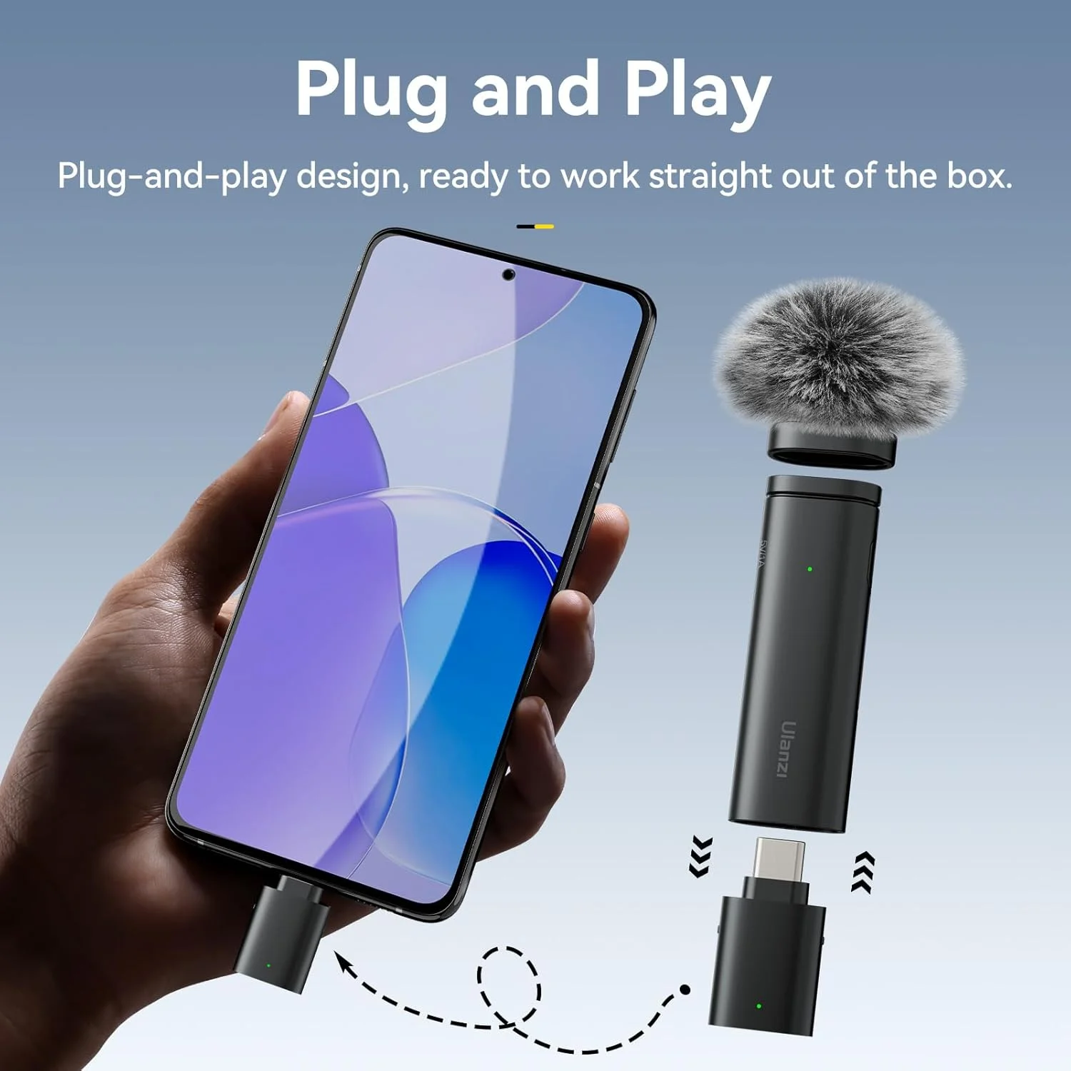 میکروفون یقه ای بی سیم ULANZI برای گوشی های هوشمند، میکروفون Plug-Play با کابل شارژ (درگاه Lightning) برای ضبط ویدیو، مصاحبه، یوتیوبرها، ولاگرها، برد انتقال 32.8 فوت