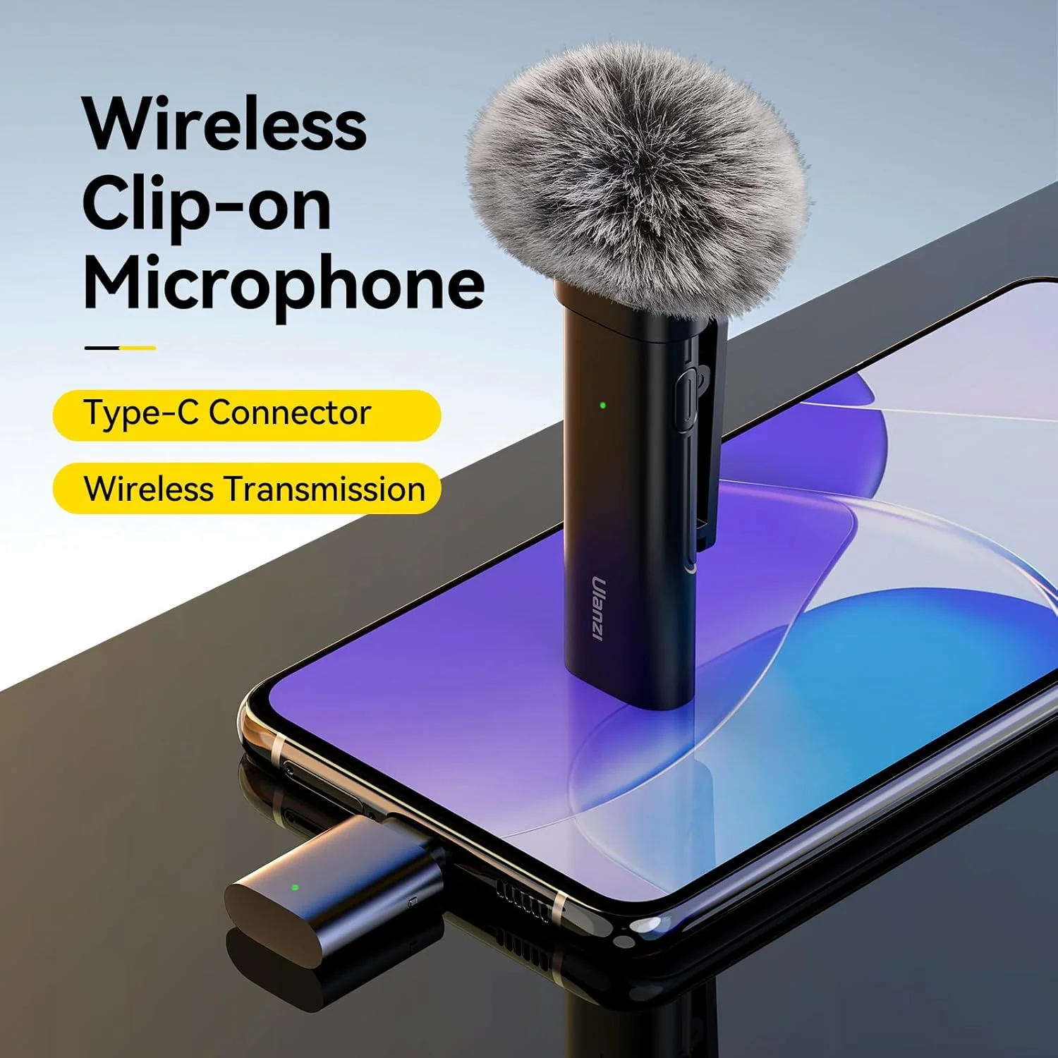 میکروفون یقه ای بی سیم ULANZI برای گوشی های هوشمند، میکروفون Plug-Play با کابل شارژ (درگاه Lightning) برای ضبط ویدیو، مصاحبه، یوتیوبرها، ولاگرها، برد انتقال 32.8 فوت