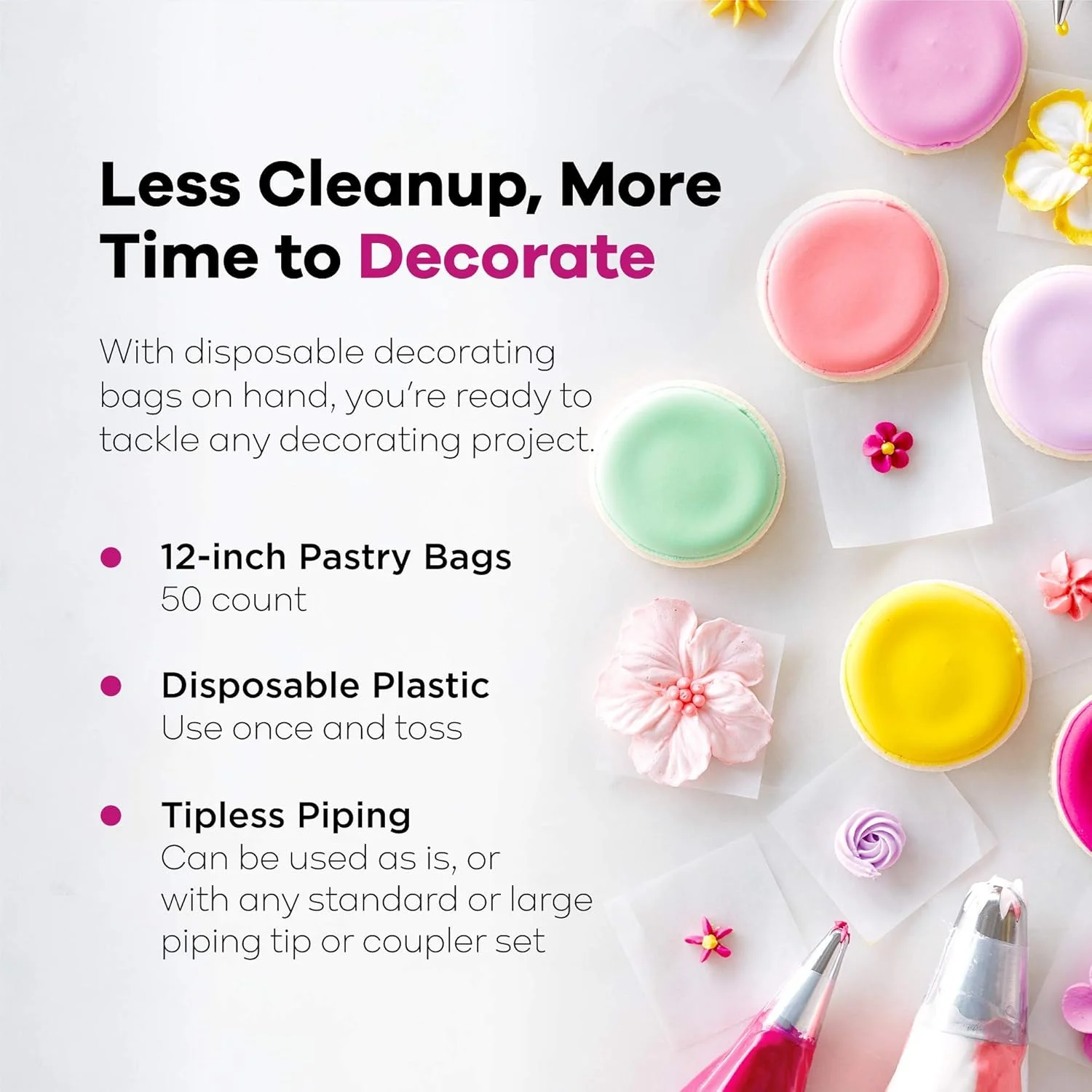 کیسه های تزئین یکبار مصرف 12 اینچی ویلتون، بسته 24 عددی - کیسه های پایپینگ 12 اینچی 50 عددی 2104-1273