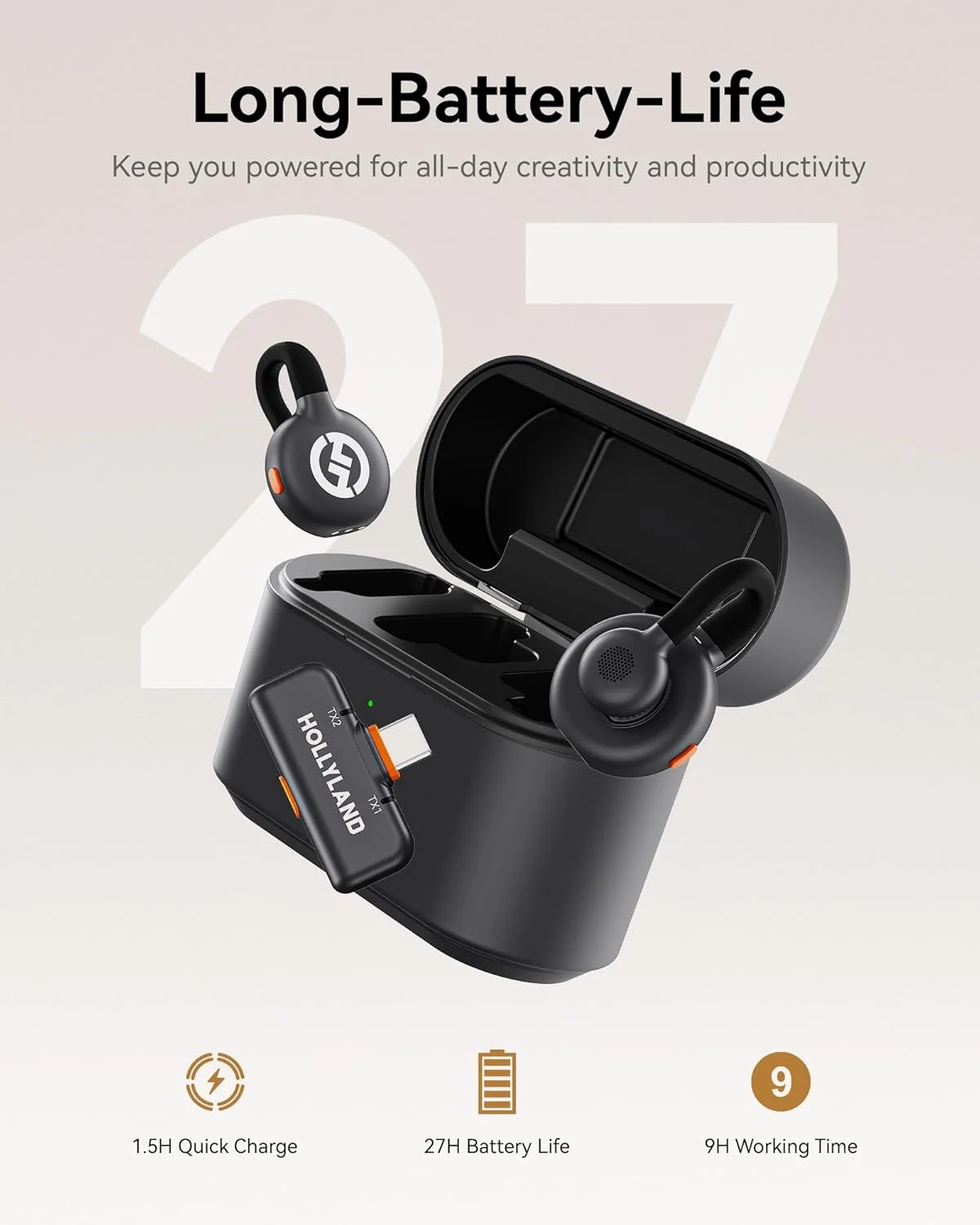 میکروفون یقه ای بی سیم Hollyland Lark M2S با پورت USB-C برای آیفون 15/16 و اندروید، گیره تیتانیومی، اتصال آسان، حذف نویز، برد 300 متری، عمر باتری 27 ساعته برای ولاگ، یوتیوب میکروفون یقه ای بی سیم Hollyland Lark M2S با پورت USB-C برای آیفون 15/16 و اندروید، گیره تیتانیومی، اتصال آسان، حذف نویز، برد 300 متری، عمر باتری 27 ساعته برای ولاگ، یوتیوب