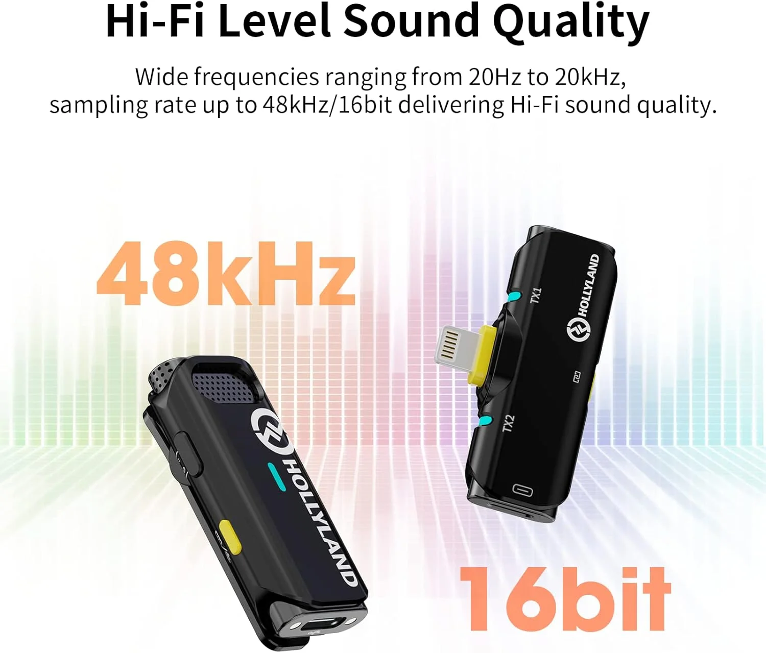 میکروفون یقه ای بی سیم Hollyland Lark C1 (بدون جعبه شارژ، نوع لایتنینگ)، مناسب برای آیفون 14/13/12، دارای گواهی MFi، اتصال آسان، حذف نویز، انتقال 200 متری، 32 ساعت کارکرد میکروفون یقه ای بی سیم Hollyland Lark C1 (بدون جعبه شارژ، نوع لایتنینگ)، مناسب برای آیفون 14/13/12، دارای گواهی MFi، اتصال آسان، حذف نویز، انتقال 200 متری، 32 ساعت کارکرد