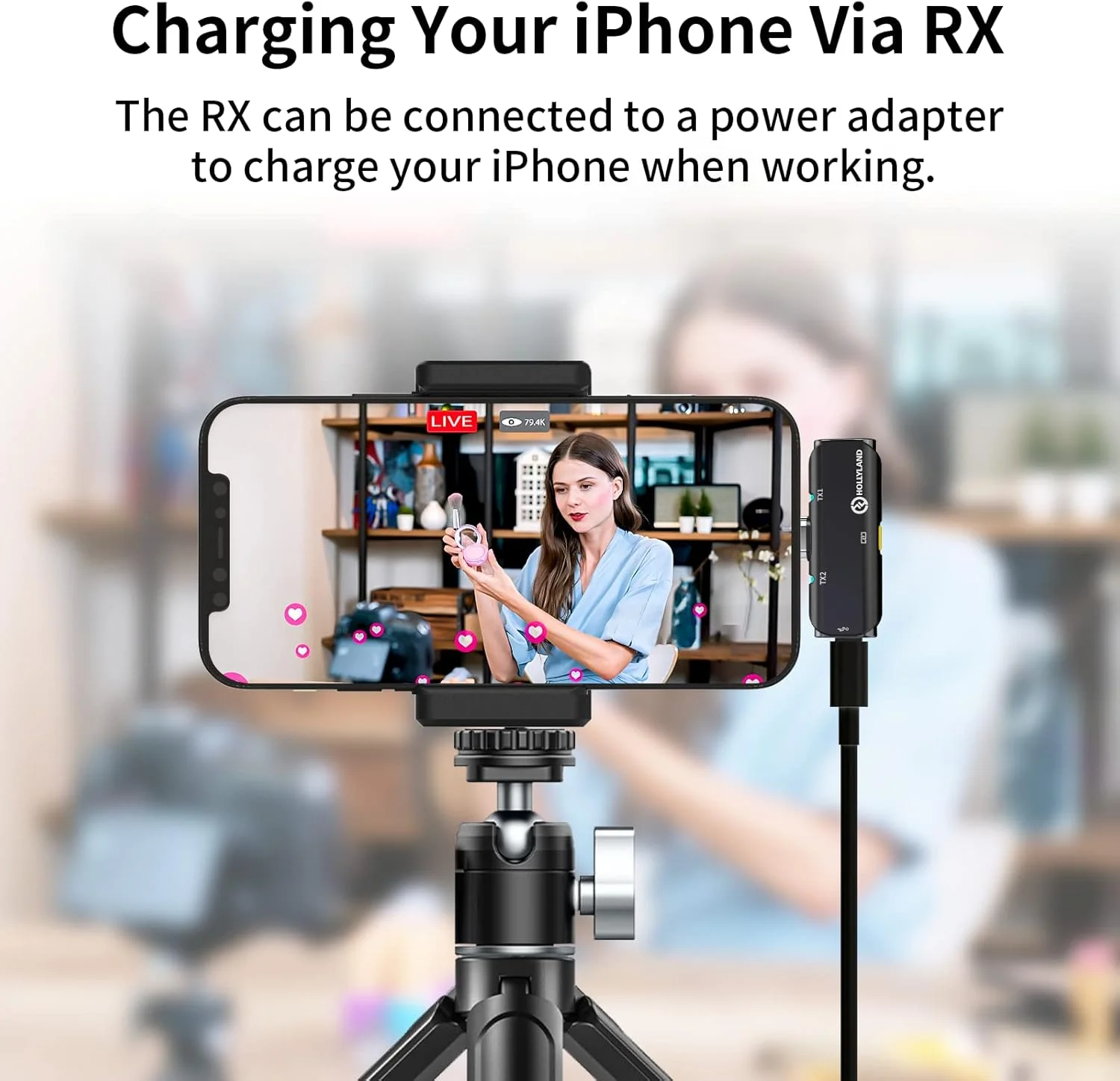 میکروفون یقه ای بی سیم هالی لند Lark C1 برای سری آیفون 16/15 و اندروید، دارای گواهی MFi، اتصال USB C و استفاده آسان، میکروفون یقه ای حذف نویز با انتقال 200 متری، 32 ساعت زمان کار
