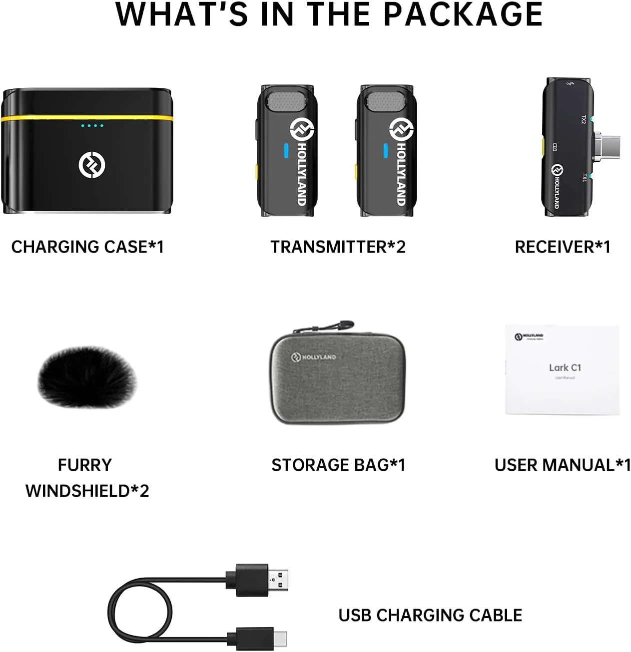میکروفون یقه ای بی سیم هالی لند Lark C1 برای سری آیفون 16/15 و اندروید، دارای گواهی MFi، اتصال USB C و استفاده آسان، میکروفون یقه ای حذف نویز با انتقال 200 متری، 32 ساعت زمان کار