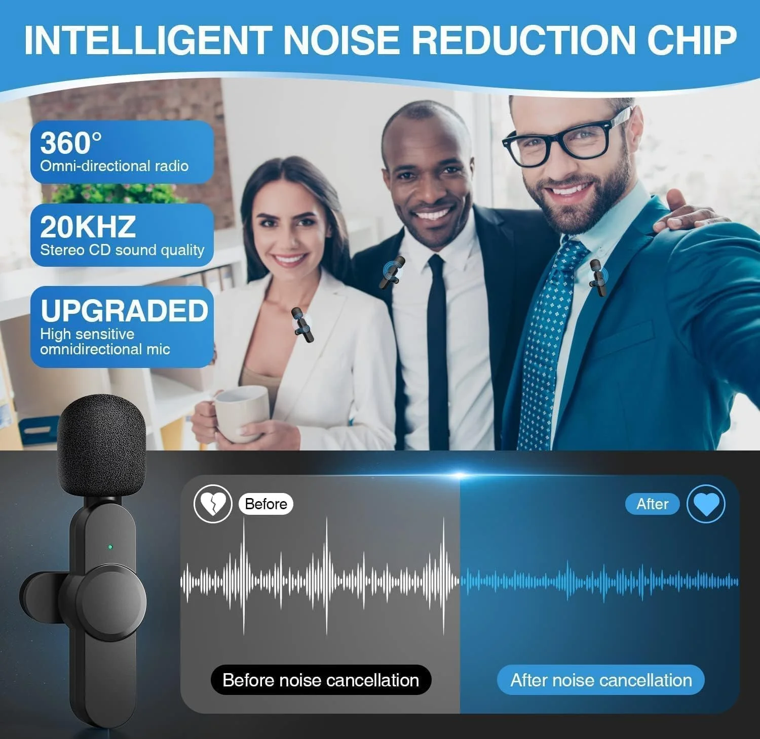 میکروفون یقه ای بی سیم MAYBESTA سازگار با هر دوربین گوشی هوشمند، میکروفون دوگانه بی سیم، Plug & Play، 2.4G، تاخیر کم، تراشه کاهش نویز داخلی، 7 ساعت میکروفون یقه ای بی سیم MAYBESTA سازگار با هر دوربین گوشی هوشمند، میکروفون دوگانه بی سیم، Plug & Play، 2.4G، تاخیر کم، تراشه کاهش نویز داخلی، 7 ساعت