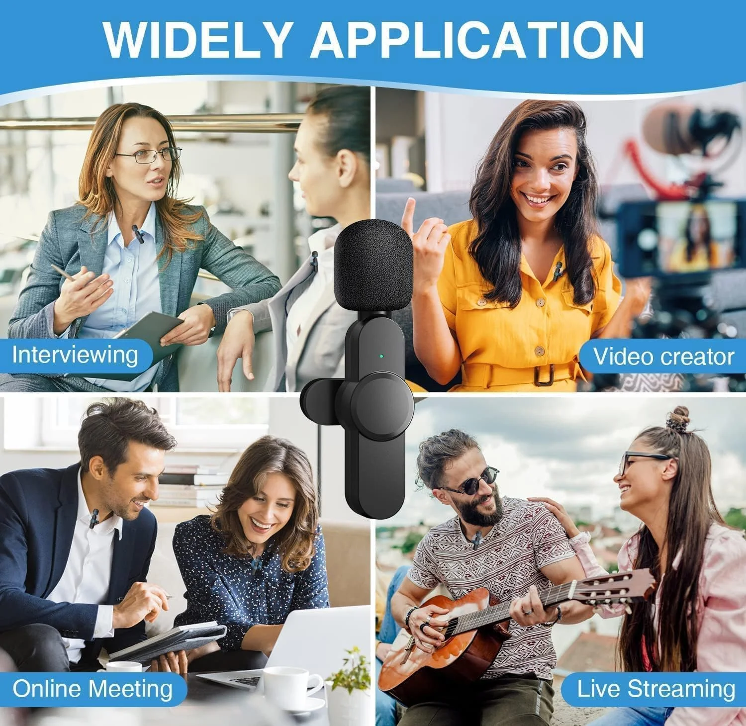 میکروفون یقه ای بی سیم MAYBESTA سازگار با هر دوربین گوشی هوشمند، میکروفون دوگانه بی سیم، Plug & Play، 2.4G، تاخیر کم، تراشه کاهش نویز داخلی، 7 ساعت میکروفون یقه ای بی سیم MAYBESTA سازگار با هر دوربین گوشی هوشمند، میکروفون دوگانه بی سیم، Plug & Play، 2.4G، تاخیر کم، تراشه کاهش نویز داخلی، 7 ساعت