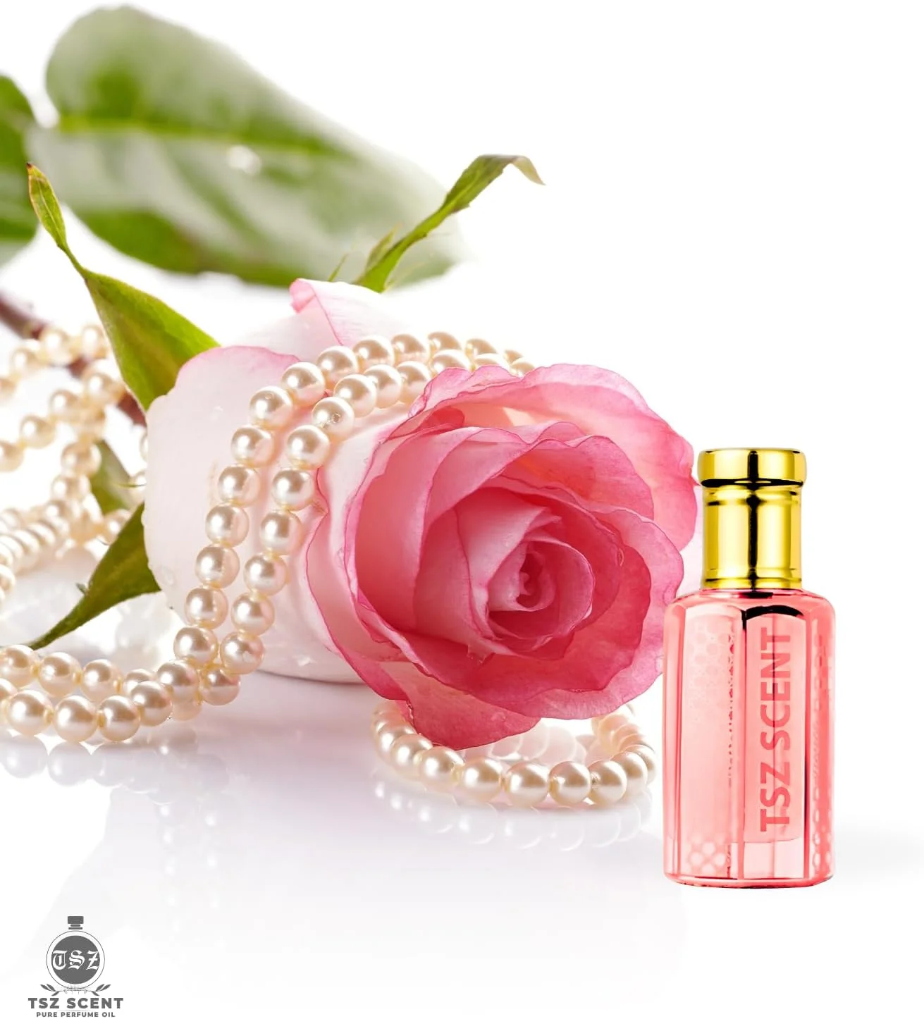 روغن عطر مشک سفید گل رز خالص TSZ Scent، 12 میلی لیتر، رایحه ماندگار унисекс، مشک گل سفید با رایحه گل رز، هدیه لوکس برای مردان و زنان (بطری طلایی شیک)