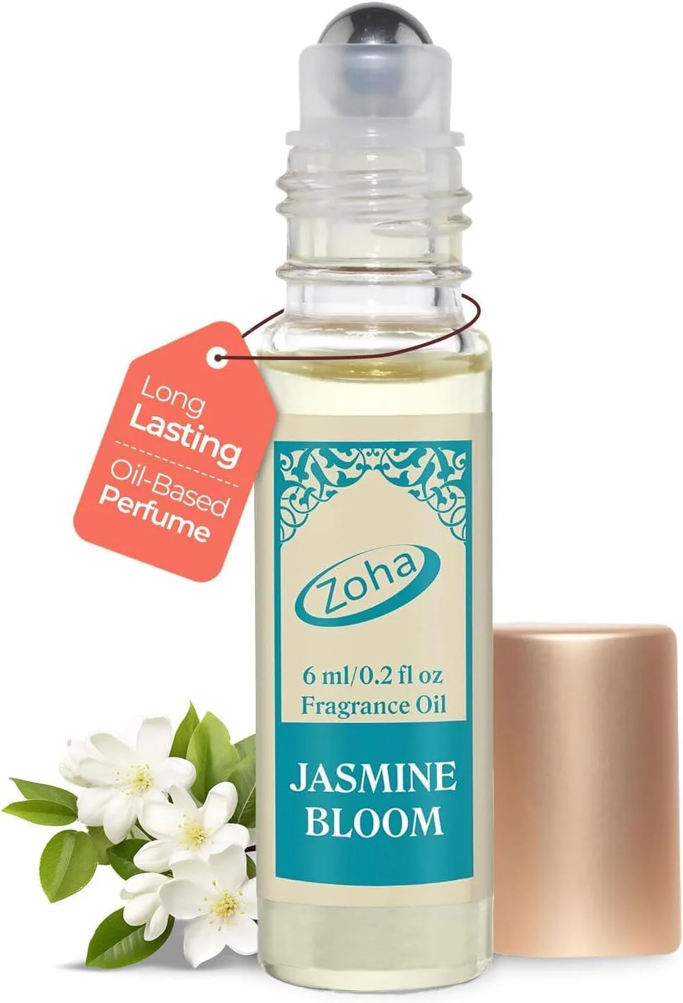 عطر رولی زهَا، رایحه شکوفه یاس، مناسب خانم ها و آقایان، بدون الکل، ضد حساسیت، روغن عطر گیاهی