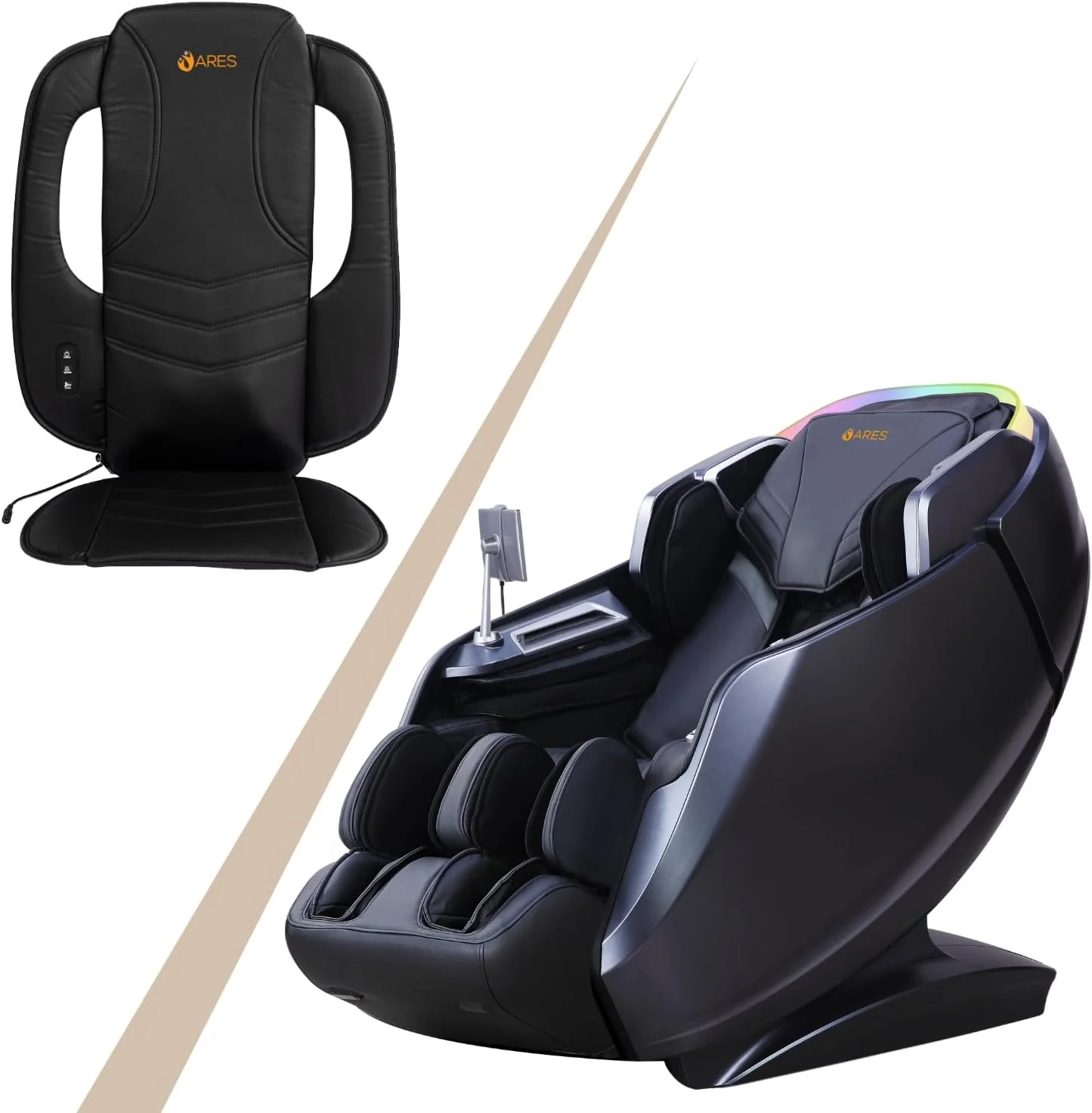 ماساژور کمر ARES iHealth + iCozy | مکانیزم ماساژ 4D+SL | 20 برنامه | کشش خودکار پا | بررسی سلامت | درمان گرمایشی | بلندگوهای بلوتوثی | شارژر بی سیم (مشکی/خاکستری) ماساژور کمر ARES iHealth + iCozy | مکانیزم ماساژ 4D+SL | 20 برنامه | کشش خودکار پا | بررسی سلامت | درمان گرمایشی | بلندگوهای بلوتوثی | شارژر بی سیم (مشکی/خاکستری)