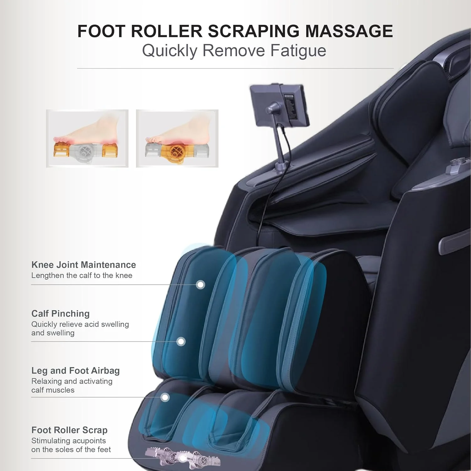 صندلی ماساژ ARES uRoyal (3 سال گارانتی) ماساژ سه بعدی فوق العاده طولانی SL-Track | 12 برنامه ماساژ خودکار | گرمایش | کنترل صوتی | 3 موقعیت بدون جاذبه | بلوتوث دیجیتال سه بعدی (خاکستری با مشکی)