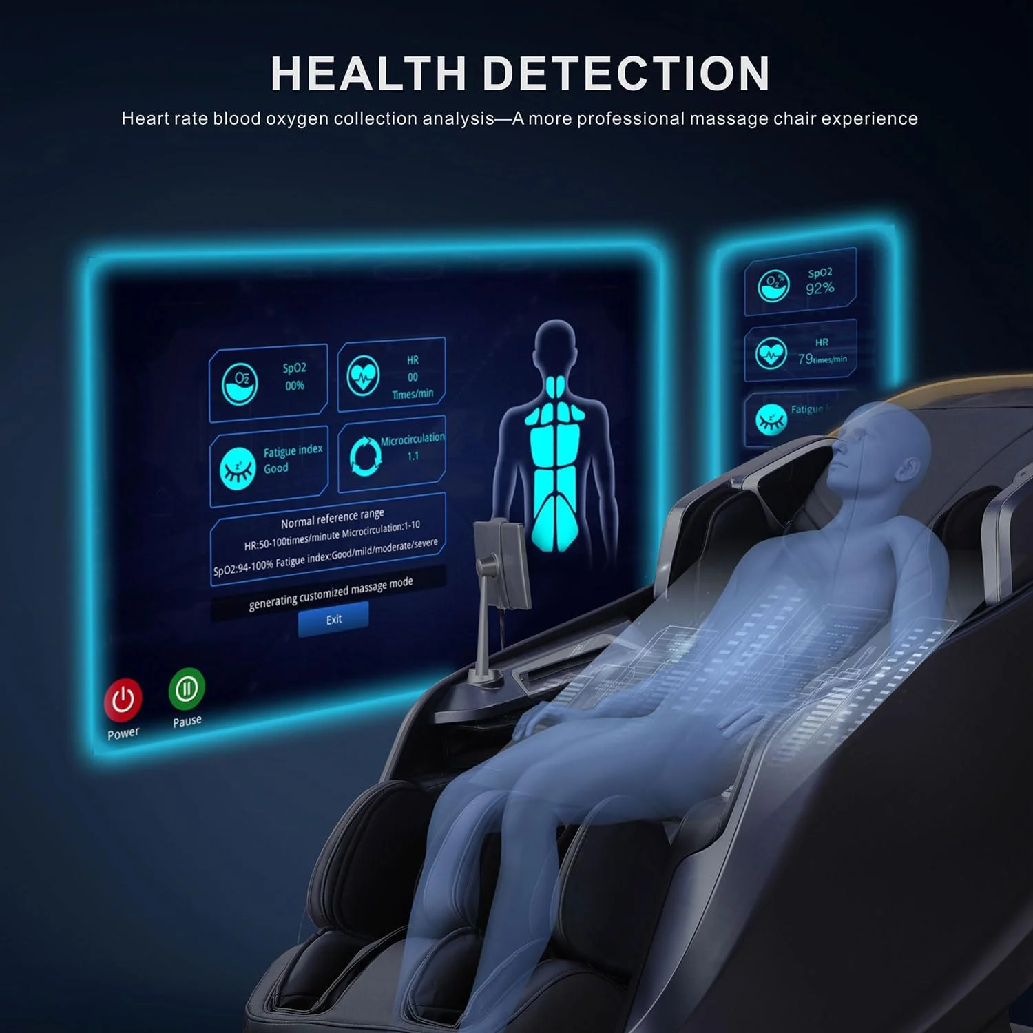 ماساژور کمر ARES iHealth + iCozy | مکانیزم ماساژ 4D+SL | 20 برنامه | کشش خودکار پا | بررسی سلامت | درمان گرمایشی | بلندگوهای بلوتوثی | شارژر بی سیم (مشکی/خاکستری)