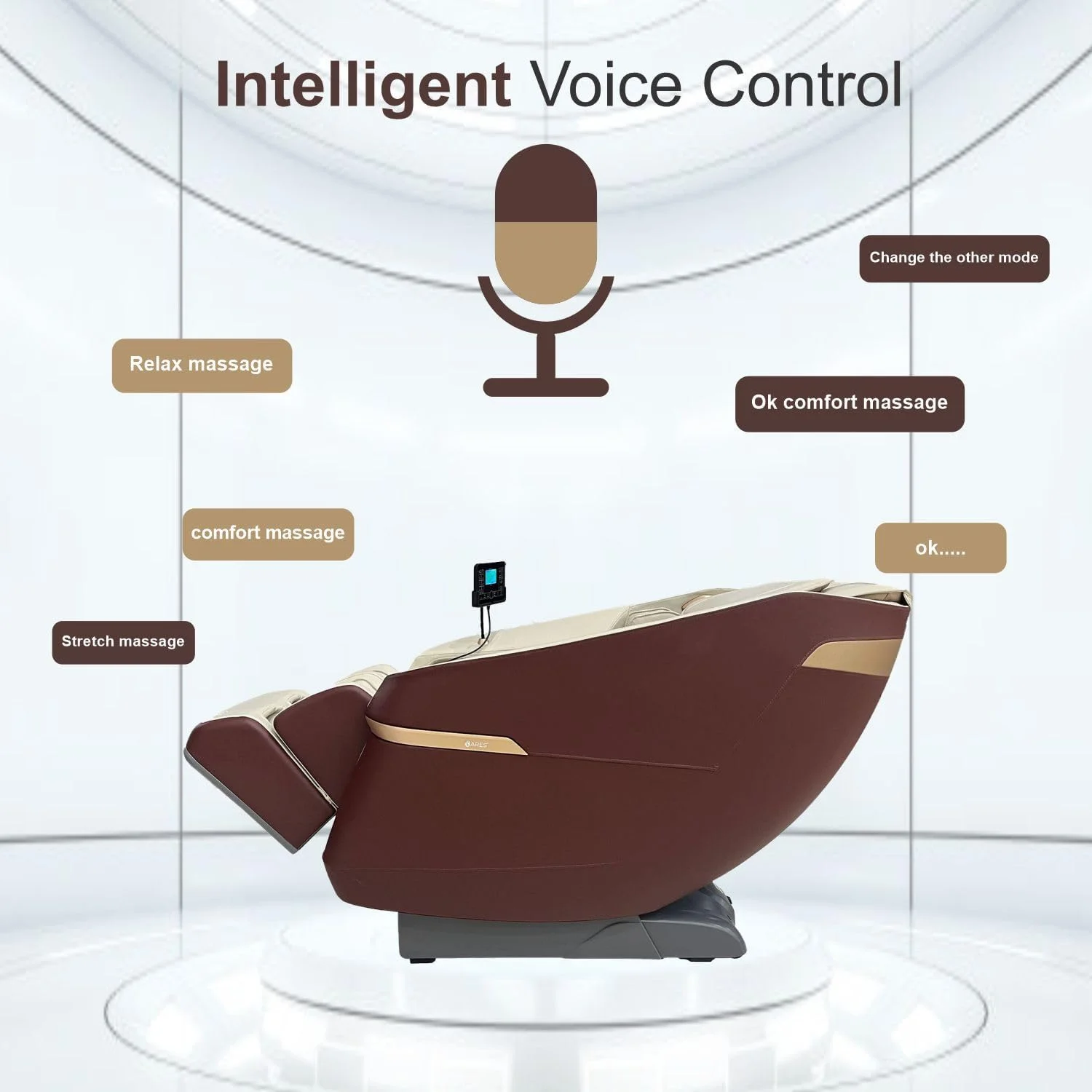 صندلی ماساژ ARES uClass (3 سال گارانتی) مکانیزم ماساژ مغناطیسی | 24 برنامه خودکار | درمان گرمایشی کمر و پا | کنترل صوتی هوشمند | 3 موقعیت بی وزنی | بلندگوهای بلوتوث