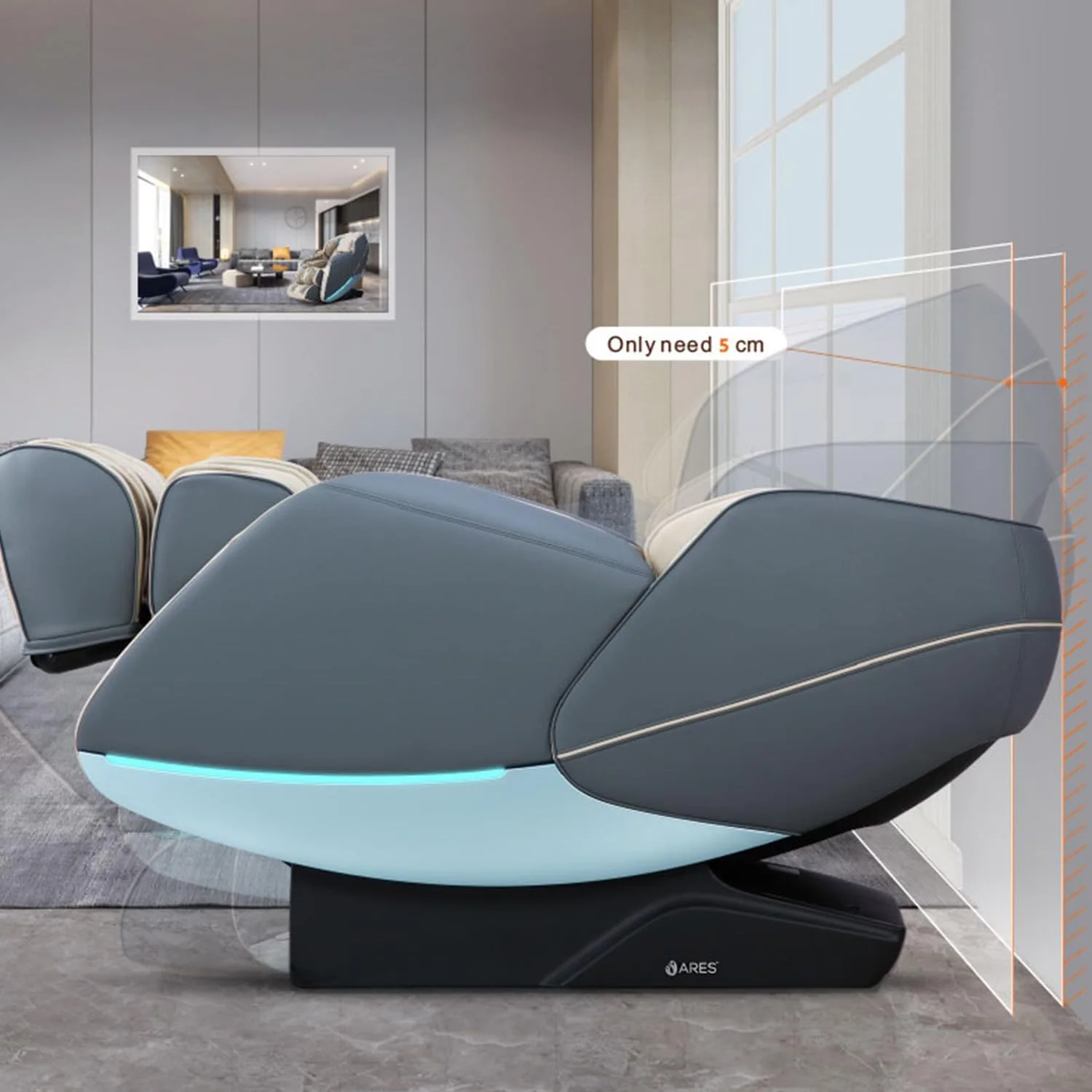 صندلی ماساژور تمام بدن ARES iSmart-2 با هوش مصنوعی (3 سال گارانتی) | فناوری ماساژ 4D SL-Track | 12 برنامه خودکار | کیسه های هوای تمام بدن | طراحی Zero Wall | دارای گرمایش داخلی (بژ/خاکستری)