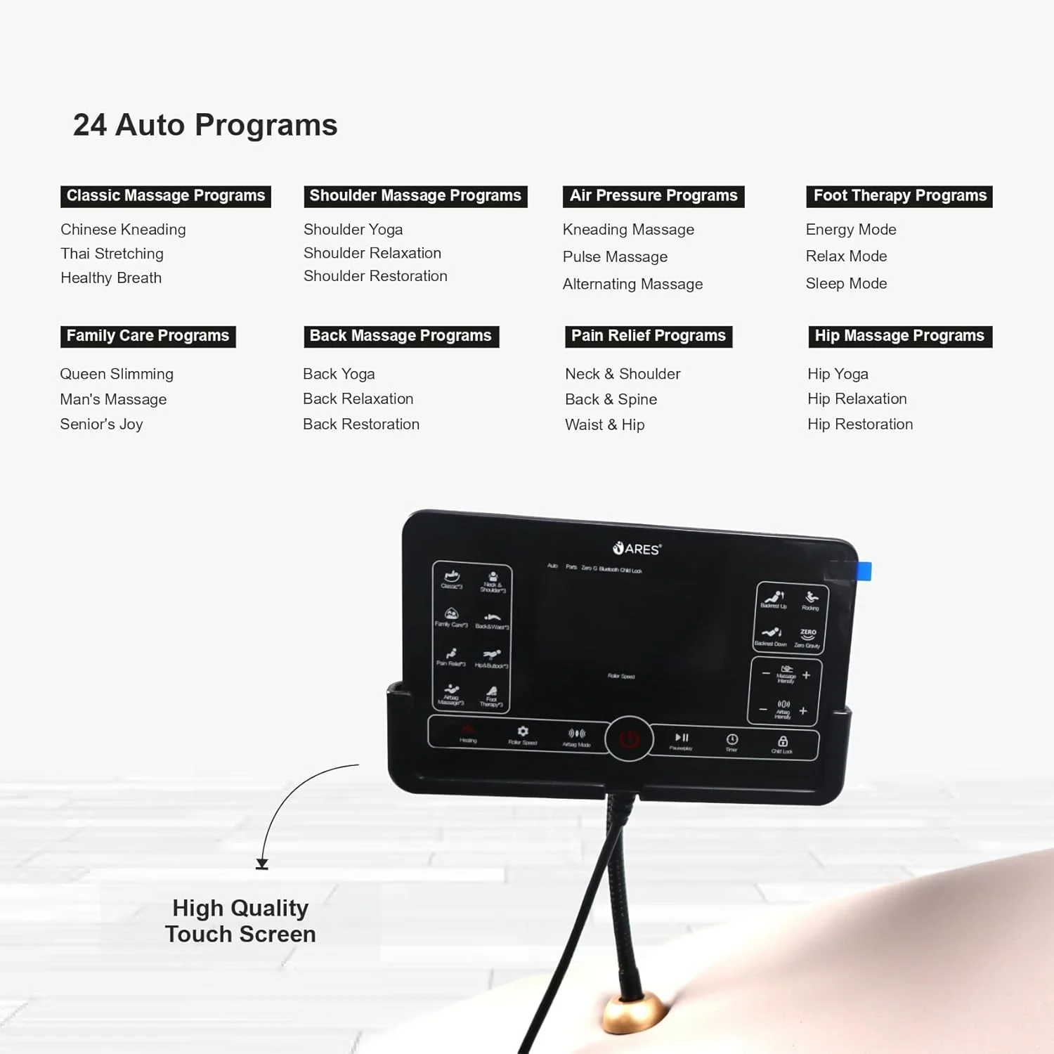 صندلی ماساژ ARES uClass و ماساژور چشم iGalaxy | مکانیزم ماساژ مغناطیسی | 24 برنامه خودکار | درمان گرمایش کمر و پا | کنترل صوتی هوشمند | 3 حالت جاذبه صفر