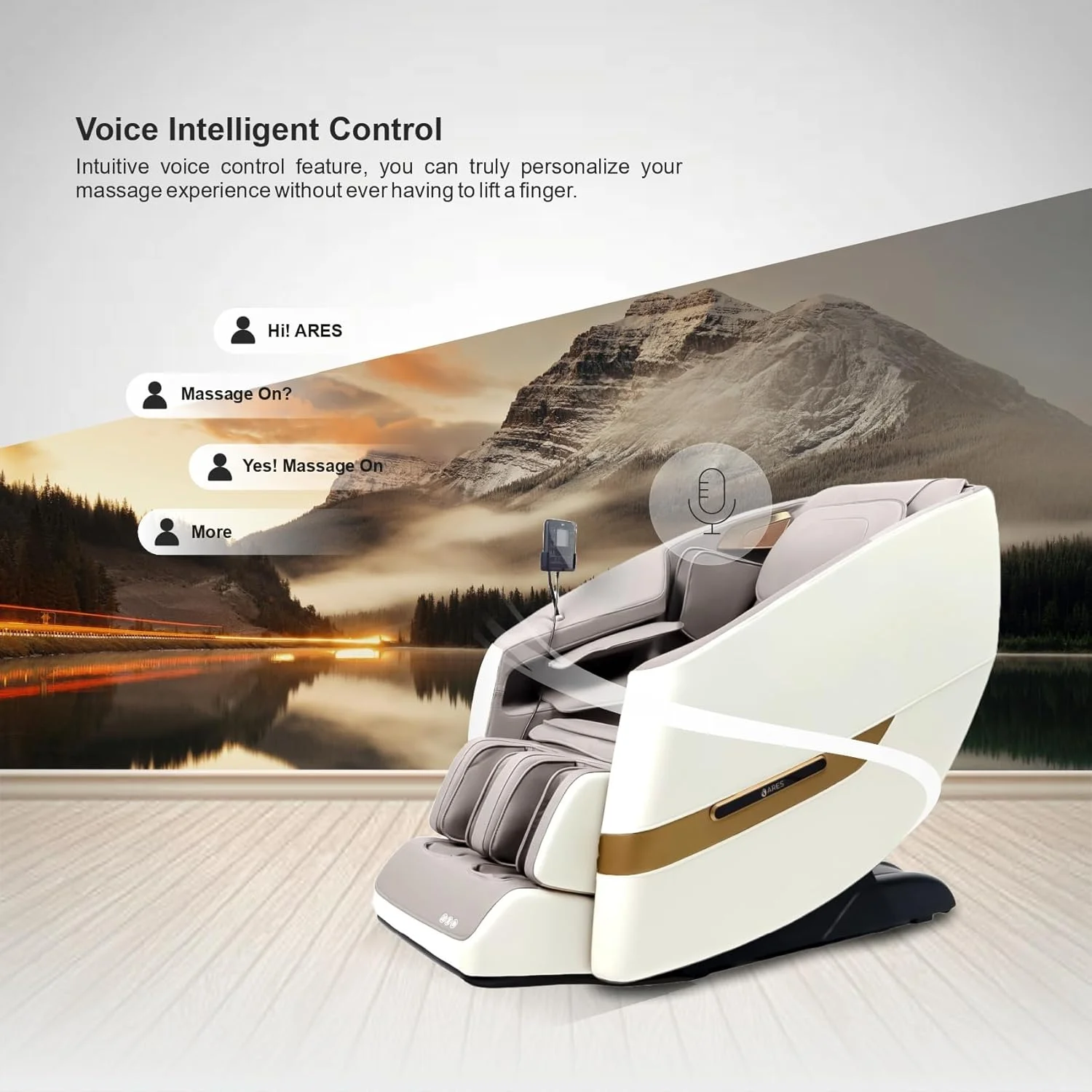 صندلی ماساژ ARES uClass و ماساژور چشم iGalaxy | مکانیزم ماساژ مغناطیسی | 24 برنامه خودکار | درمان گرمایش کمر و پا | کنترل صوتی هوشمند | 3 حالت جاذبه صفر