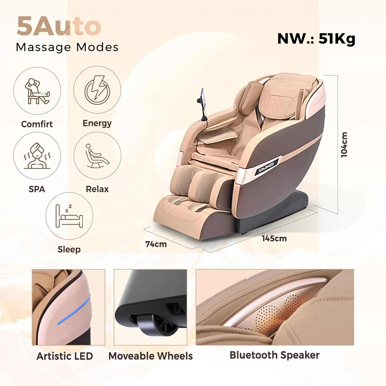 صندلی ماساژور تمام بدن اسپارنود فیتنس مدل New Deluxe Plus: دارای 22 توپ ماساژ ثابت، 22 ایربگ، گرمایش درمانی کمر، حالت بی وزنی، ماساژ پا، بلندگوهای بلوتوث (DELUXE) صندلی ماساژور تمام بدن اسپارنود فیتنس مدل New Deluxe Plus: دارای 22 توپ ماساژ ثابت، 22 ایربگ، گرمایش درمانی کمر، حالت بی وزنی، ماساژ پا، بلندگوهای بلوتوث (DELUXE)