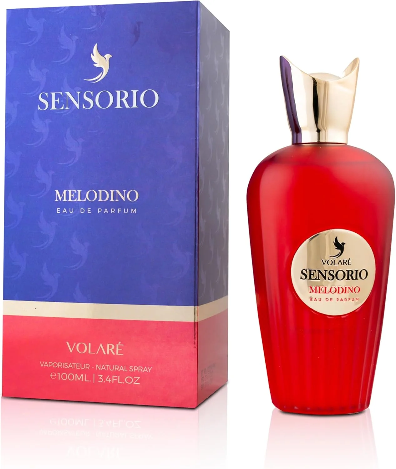 Volare, Sensorio Melodino - ادو پرفیوم زنانه گورمند میوه ای گلی، 100 میلی لیتر | گیلاس قرمز، بادام، توت فرنگی، یاس سامباک، چوب صندل