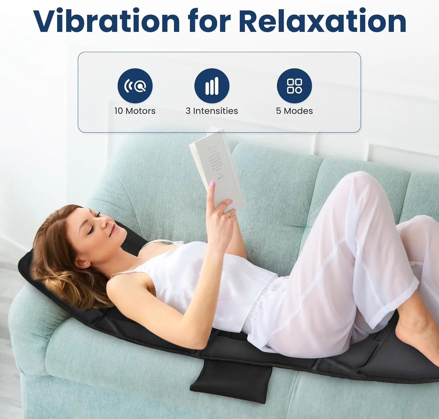 تشک ماساژ تمام بدن گرمایشی کامفایر، 10 موتور ویبره، 4 ناحیه گرمایشی، خاموشی خودکار 30 دقیقه ای، پد تاشو ریلکسیشن با 3 شدت قابل تنظیم - فقط ماساژ ویبره