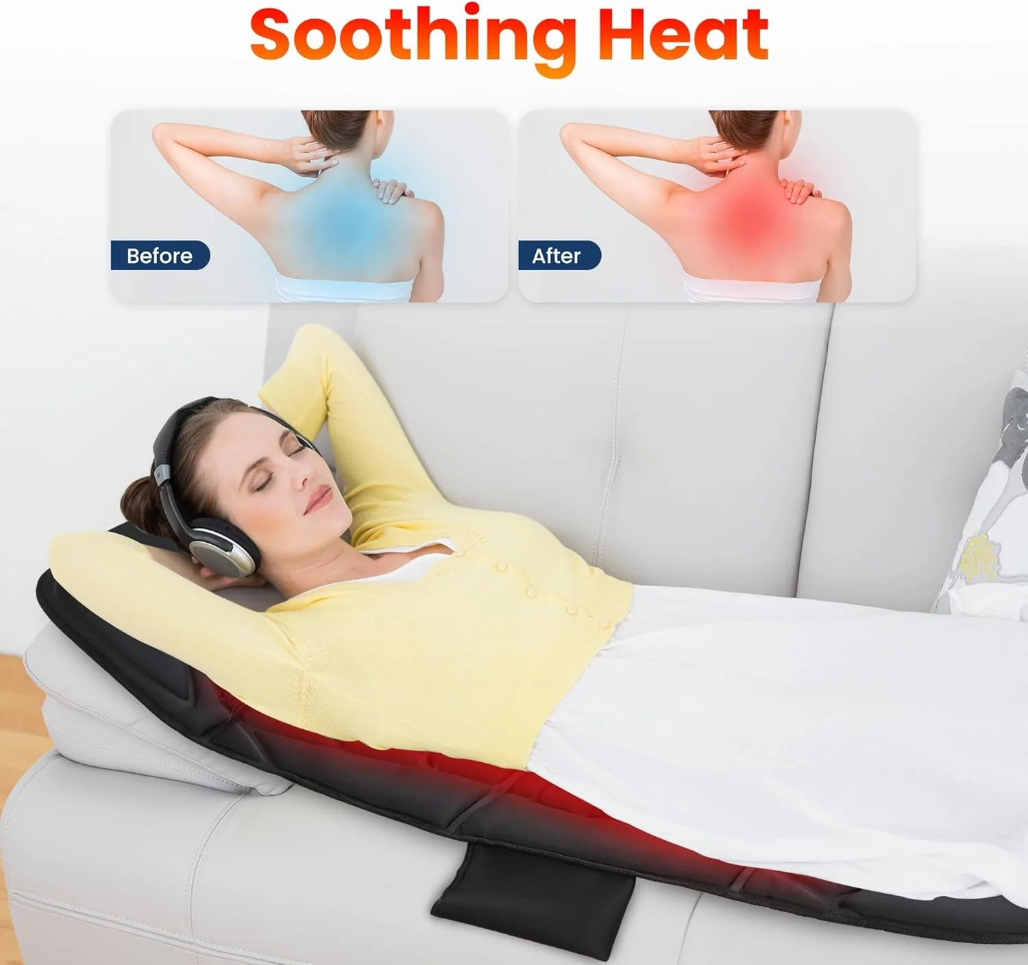 تشک ماساژ تمام بدن گرمایشی کامفایر، 10 موتور ویبره، 4 ناحیه گرمایشی، خاموشی خودکار 30 دقیقه ای، پد تاشو ریلکسیشن با 3 شدت قابل تنظیم - فقط ماساژ ویبره