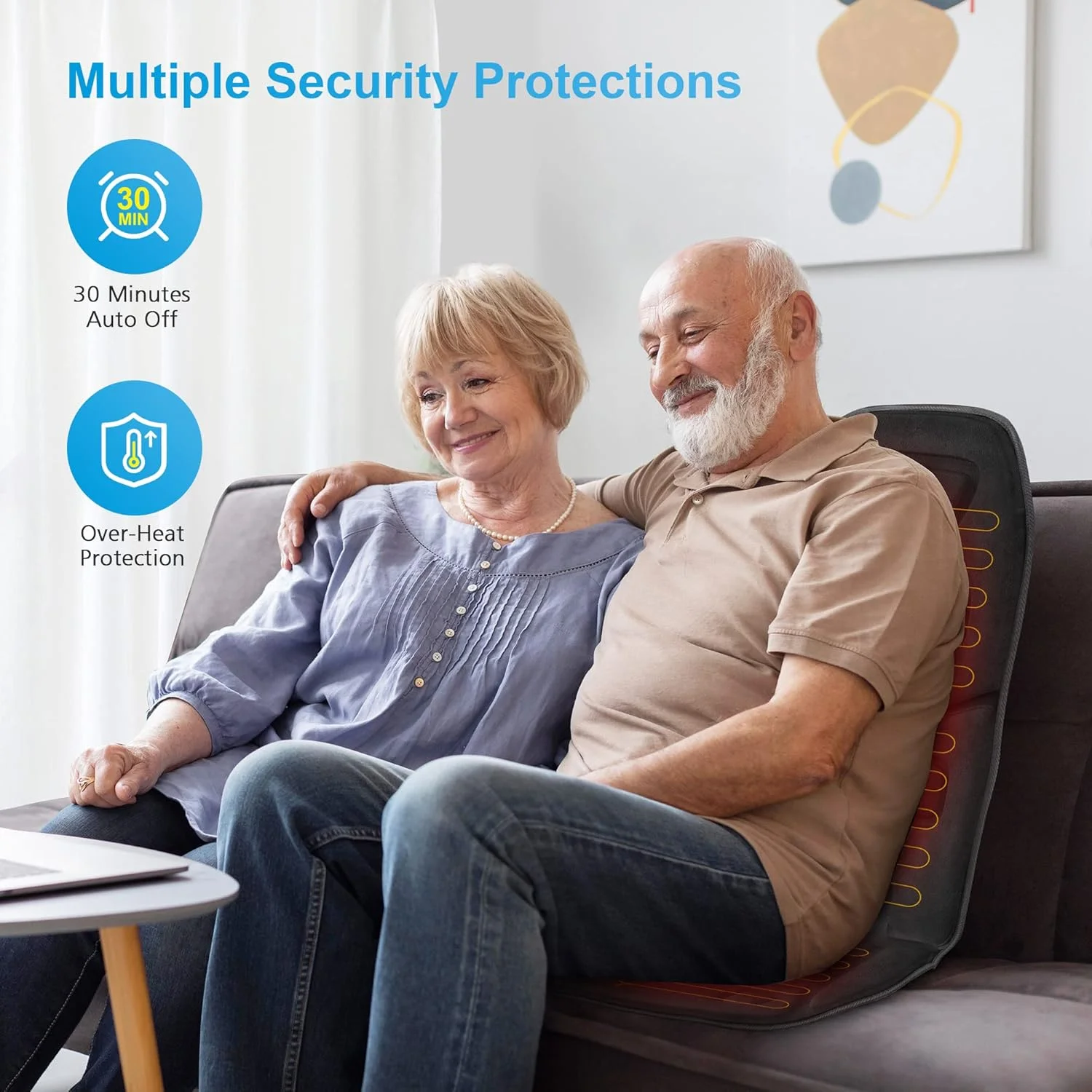 ماساژور پشتی کمرفیر با گرما، ماساژور ویبره ای صندلی با کنترل برنامه، دارای 10 موتور و 3 سطح گرما، پد ماساژور صندلی، هدیه برای مادر، پدر، استفاده در خانه و محل کار، مشکی