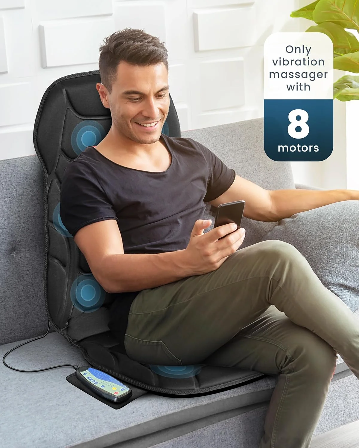 ماساژور کمر گرمایشی کامفیر، کوسن صندلی ماساژ ویبره با 8 گره ماساژ و 5 حالت، پد ماساژ صندلی قابل تنظیم برای خانه و محل کار، پد صندلی گرم شونده، هدیه برای او ماساژور کمر گرمایشی کامفیر، کوسن صندلی ماساژ ویبره با 8 گره ماساژ و 5 حالت، پد ماساژ صندلی قابل تنظیم برای خانه و محل کار، پد صندلی گرم شونده، هدیه برای او