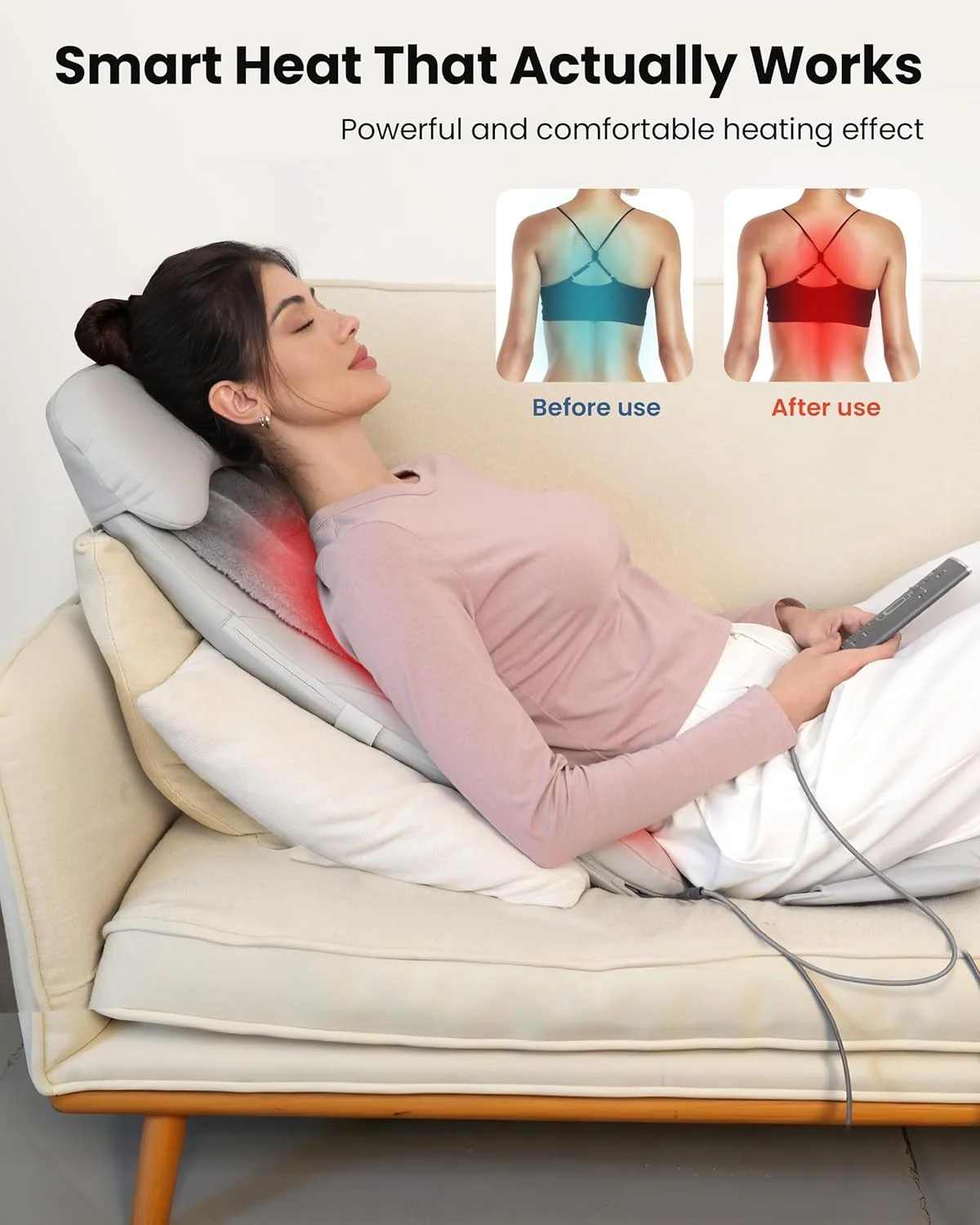 ماساژور شیاتسو کمر گرمایشی کامفیر، ماساژور بافت عمیق با ویبره، کوسن ماساژور شیاتسو 2 بعدی/3 بعدی، پد صندلی ماساژور تمام کمر، هدیه برای