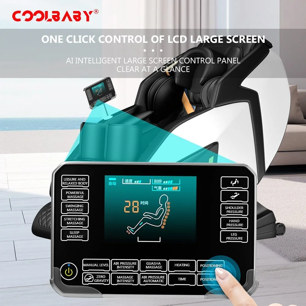 صندلی ماساژور برقی COOLBABY مدل Z9 با ماساژور سر منعطف 8D، حالت بی وزنی فضایی، بلندگوی استریو بلوتوث HIFI و نورپردازی رمانتیک