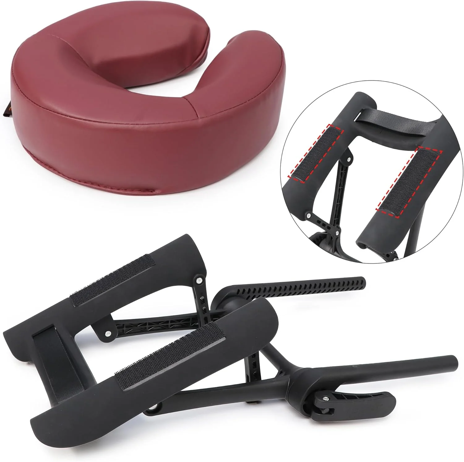 بالشتک صورت ماساژ یونیورسال مستر ماساژ - بالشتک صورت حرفه ای برای میز و صندلی ماساژ، درمان اسپا، خواب درمان زیبایی - بورگاندی