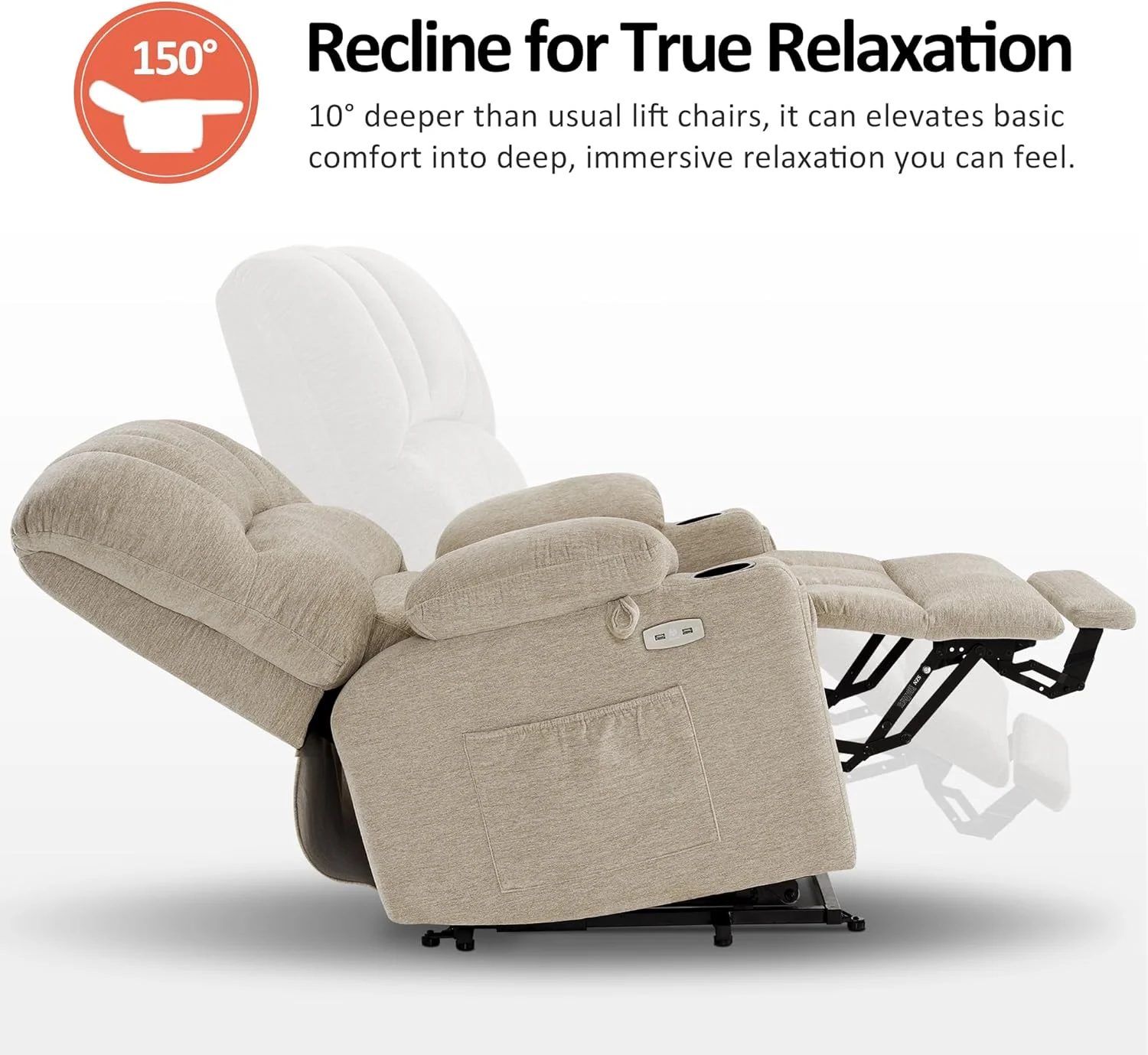 صندلی ریکلایزر برقی MCombo با ماساژ و گرمایش برای سالمندان، دارای جا لیوانی و پورت USB، جیب های جانبی، پارچه R7092 (بژ، بزرگ و پهن) صندلی ریکلایزر برقی MCombo با ماساژ و گرمایش برای سالمندان، دارای جا لیوانی و پورت USB، جیب های جانبی، پارچه R7092 (بژ، بزرگ و پهن)