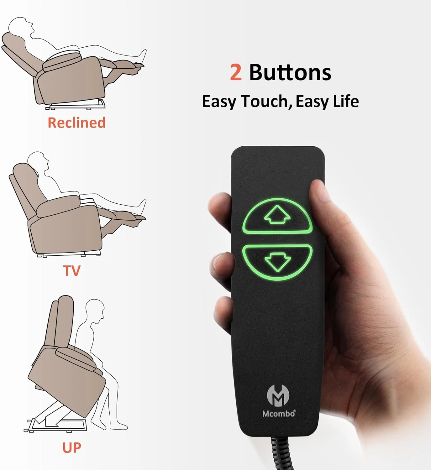 صندلی ریلکسی برقی ماساژور و گرمایشی MCombo مناسب سالمندان بزرگسال، دارای جا لیوانی، پورت USB، جیب های جانبی، جنس پارچه مدل R7096 (متوسط، قهوه ای)