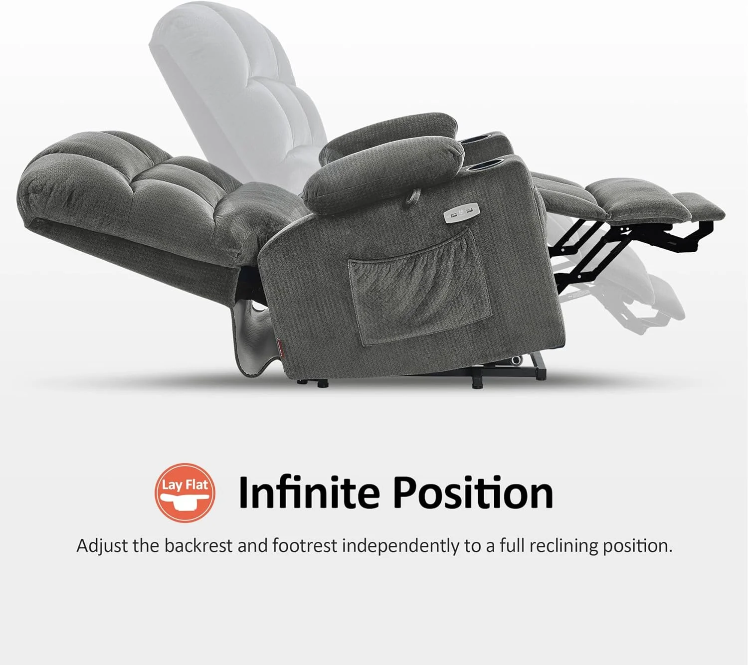 MCombo - صندلی ریلکسی بزرگ دو موتوره با ماساژ و گرمایش برای افراد قد بلند و سالمندان، موقعیت نامحدود، دکمه شروع، پارچه 7680 (خاکستری، بزرگ) MCombo - صندلی ریلکسی بزرگ دو موتوره با ماساژ و گرمایش برای افراد قد بلند و سالمندان، موقعیت نامحدود، دکمه شروع، پارچه 7680 (خاکستری، بزرگ)