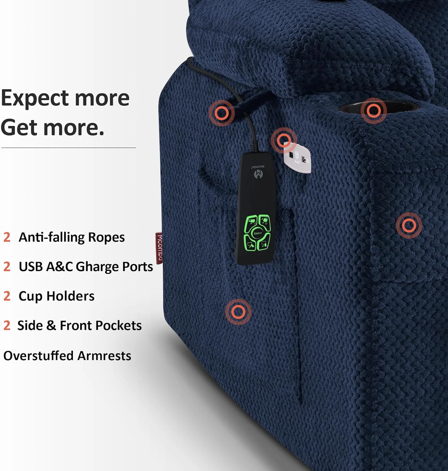 مبل ریلکسی برقی کوچک MCombo با دو موتور، ماساژ و گرمایش برای افراد مسن و ریزنقش، حالت بی نهایت، پورت USB، پارچه مدل 7893 (آبی سرمه ای، کوچک-معمولی) مبل ریلکسی برقی کوچک MCombo با دو موتور، ماساژ و گرمایش برای افراد مسن و ریزنقش، حالت بی نهایت، پورت USB، پارچه مدل 7893 (آبی سرمه ای، کوچک-معمولی)