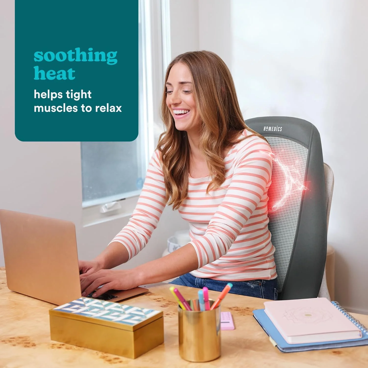 روکش صندلی ماساژور شیاتسو هومدیکس برای کمر و شانه، ماساژور پشتی قابل تنظیم با عملکرد گرمایش، عملکرد لرزش، تسکین دهنده تنش عضلانی با 3 نوع ماساژ مختلف، مشکی