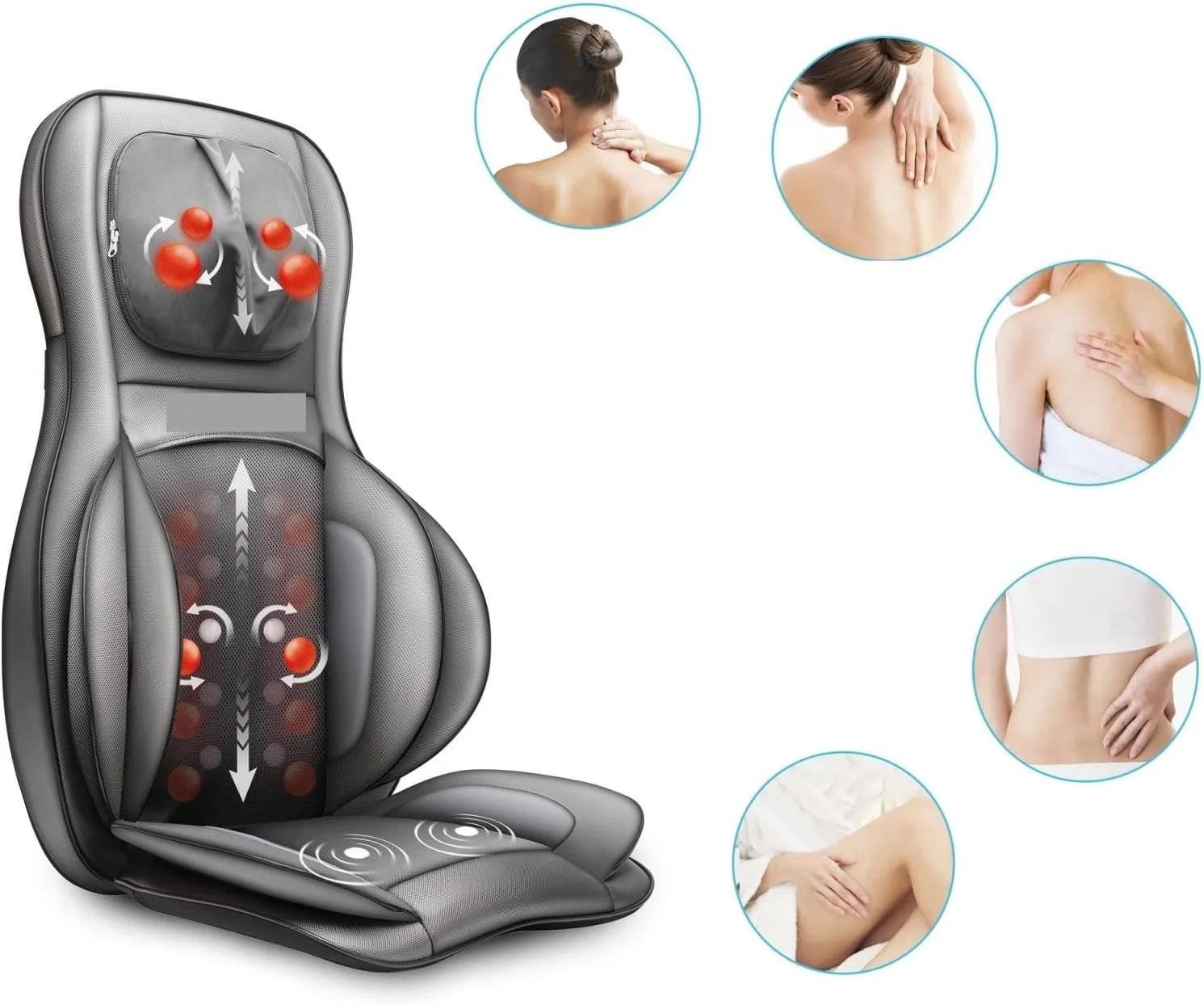صندلی ماساژ VETCS، ماساژور برقی تمام بدن، پد صندلی ماساژ با کمپرس، غلتک، گرمایش و ویبراتور برای گردن و کمر